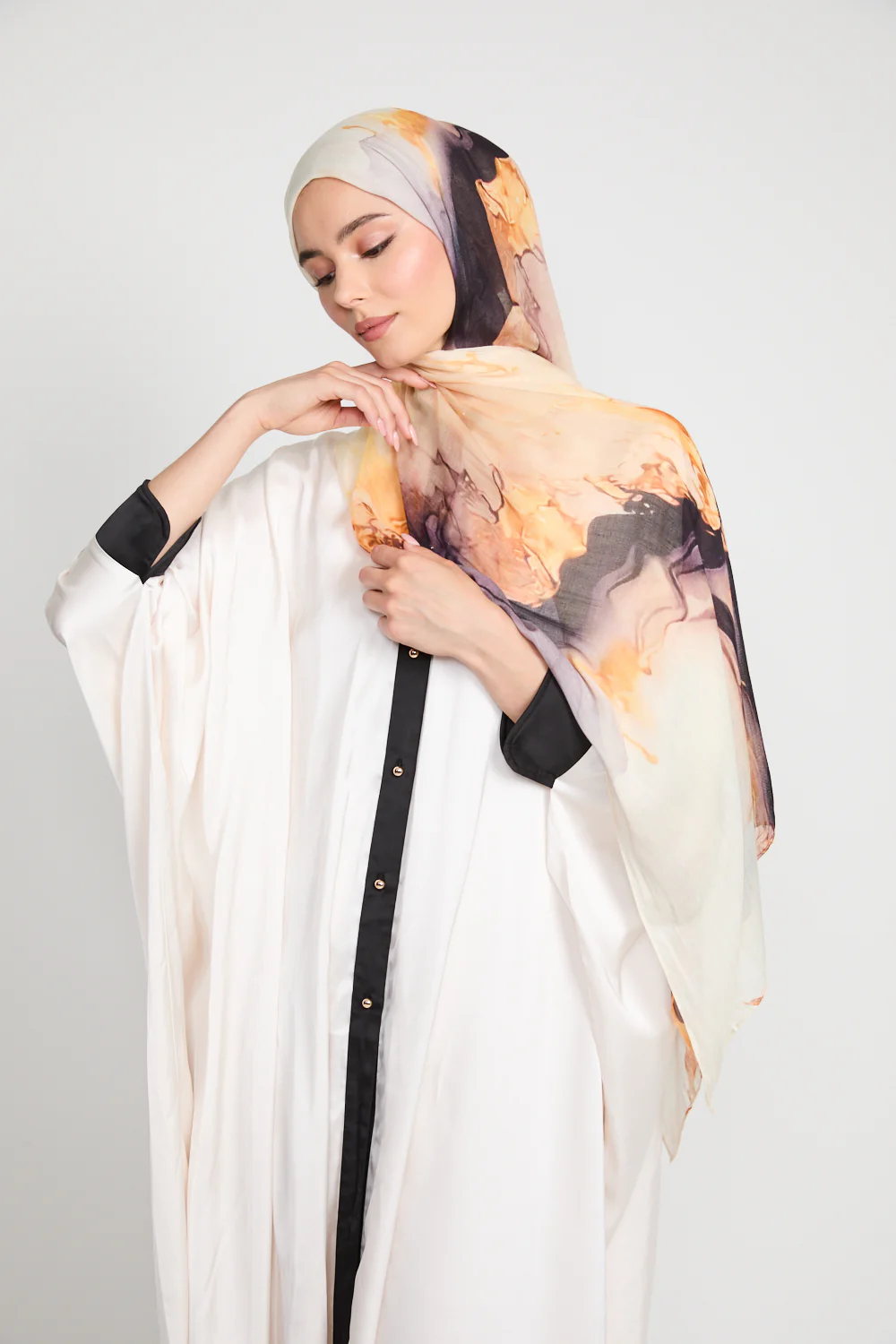 Premium Modal Printed Hijab - Golden Twilight - Image 6
