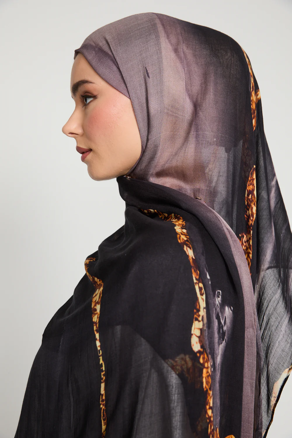 Premium Modal Printed Hijab - Lava Noir - Image 6