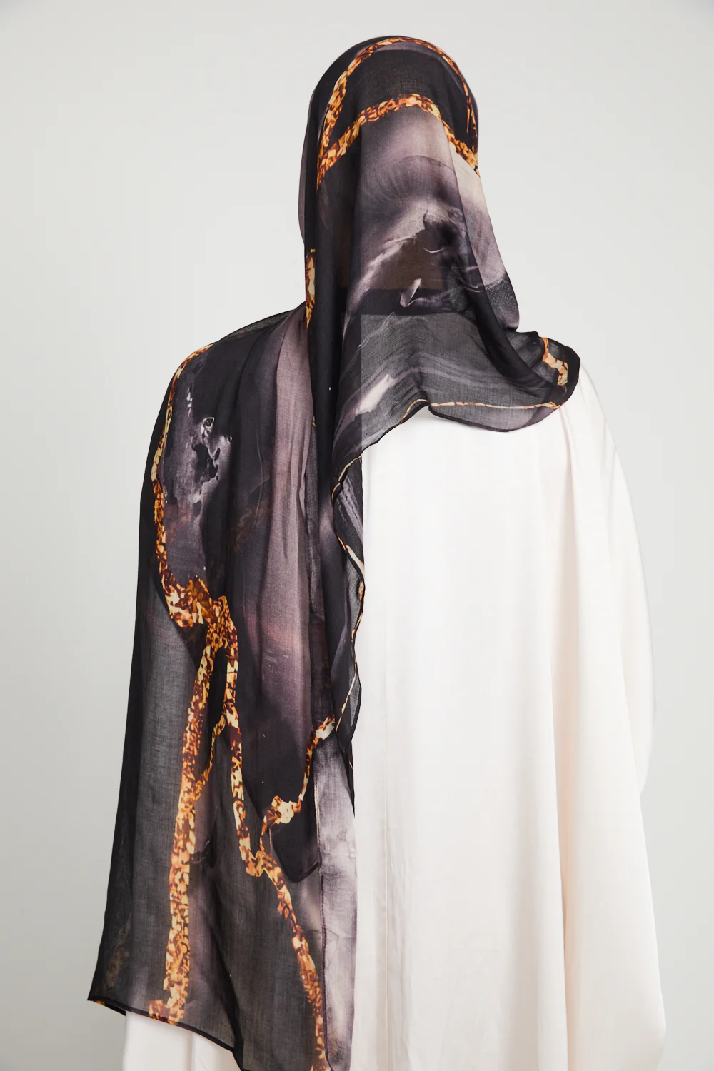 Premium Modal Printed Hijab - Lava Noir - Image 7