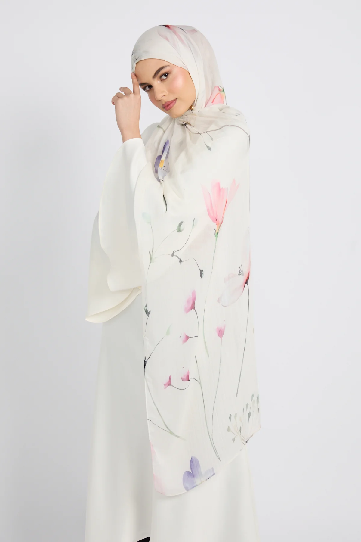 Premium Modal Printed Hijab - Petal Mist