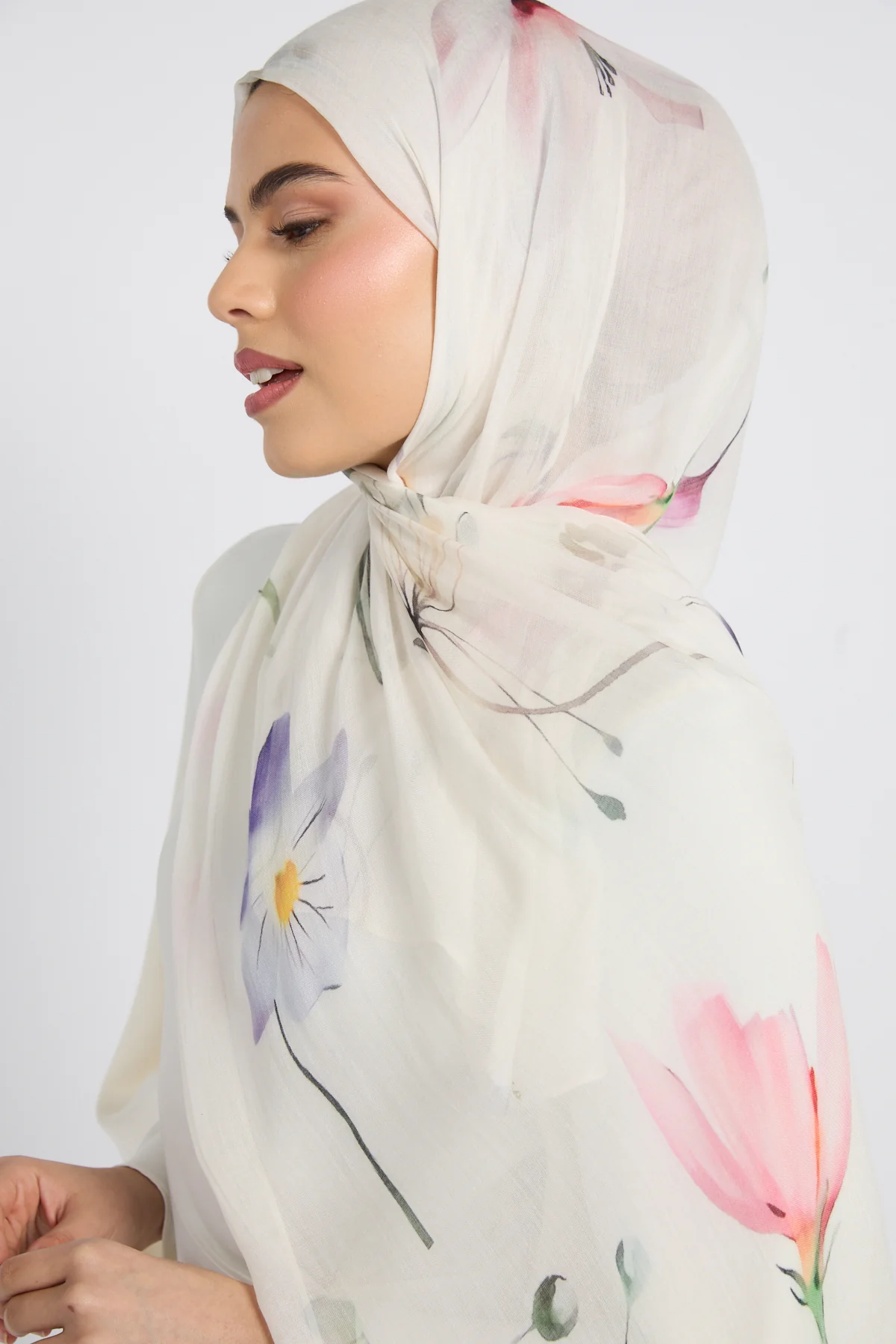Premium Modal Printed Hijab - Petal Mist - Image 2