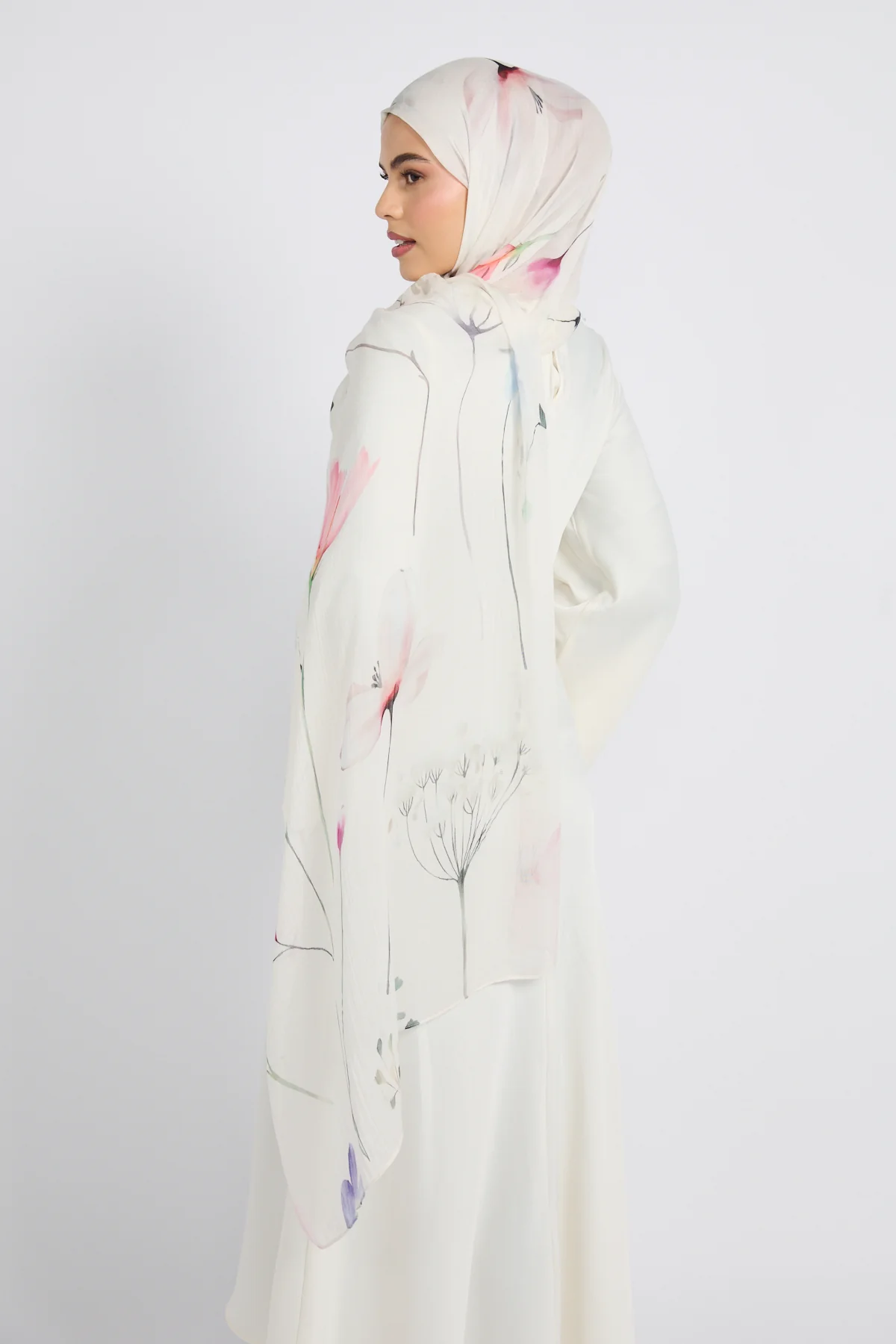 Premium Modal Printed Hijab - Petal Mist - Image 4