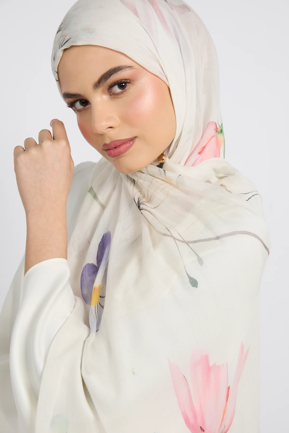 Premium Modal Printed Hijab - Petal Mist - Image 5
