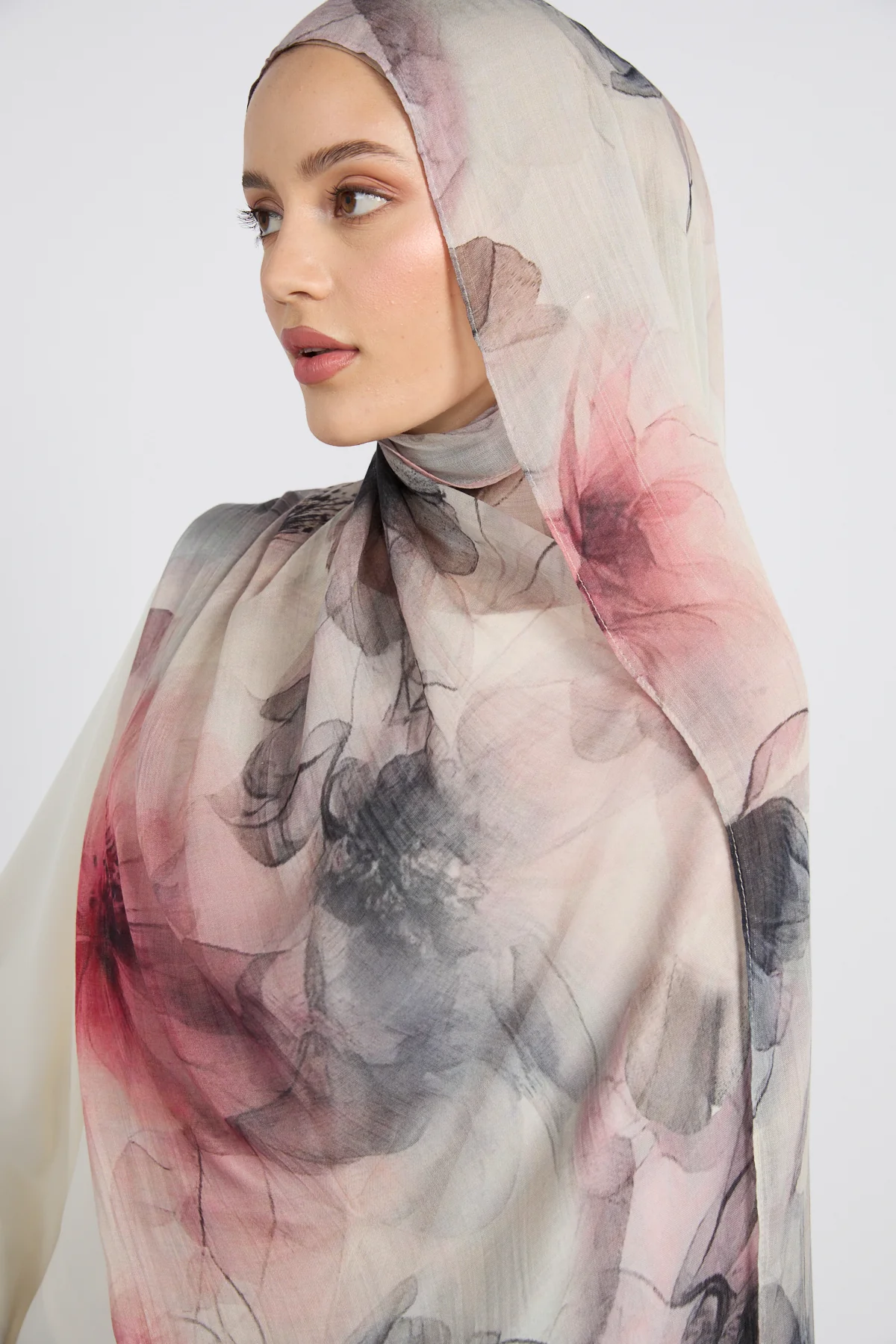 Premium Modal Printed Hijab - Rose Haze - Image 2