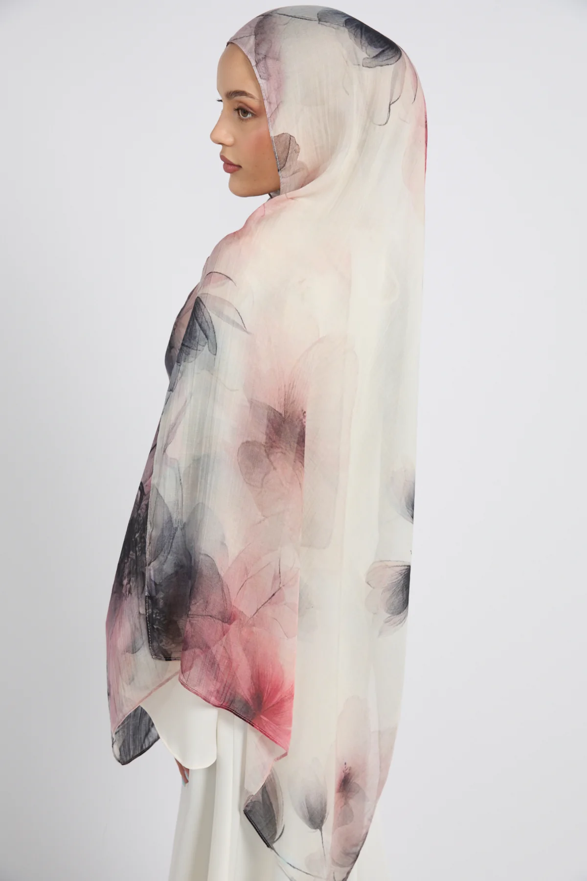 Premium Modal Printed Hijab - Rose Haze - Image 3