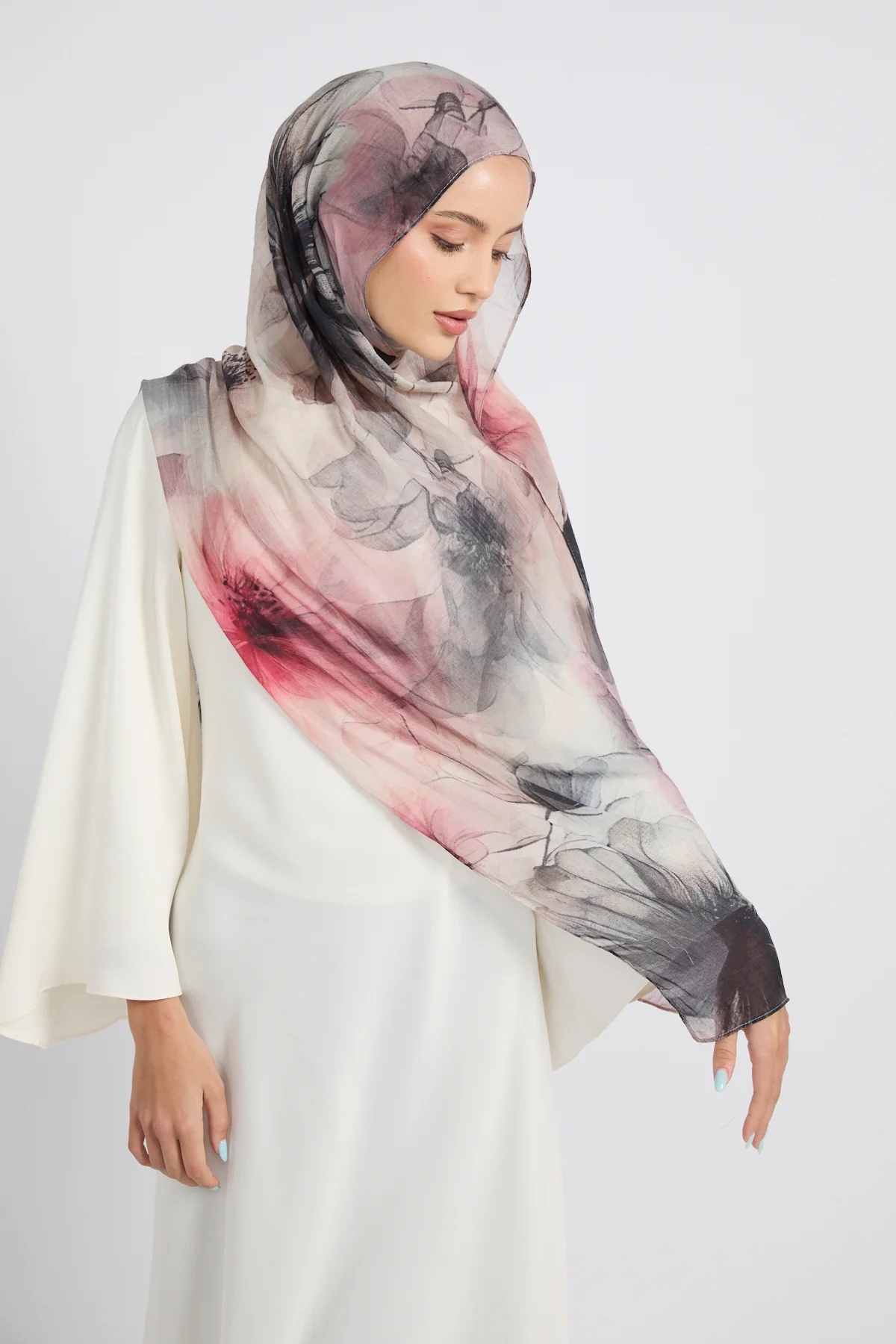 Premium Modal Printed Hijab - Rose Haze - Image 6