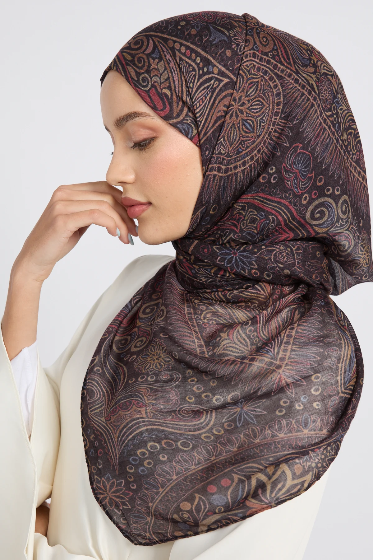 Premium Modal Printed Hijab - Royal Paisley - Image 2