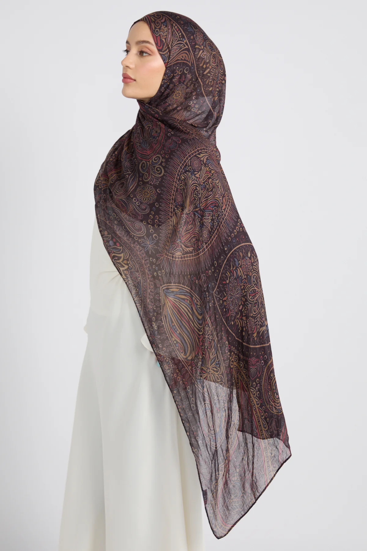 Premium Modal Printed Hijab - Royal Paisley - Image 3
