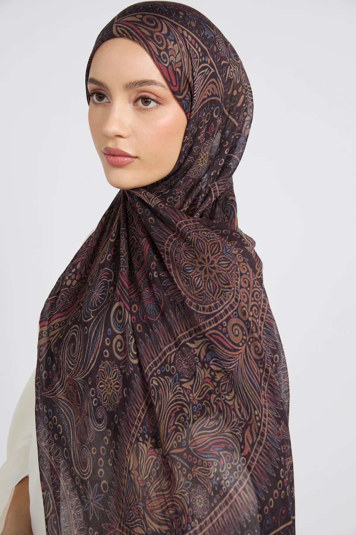 Premium Modal Printed Hijab - Royal Paisley - Image 4