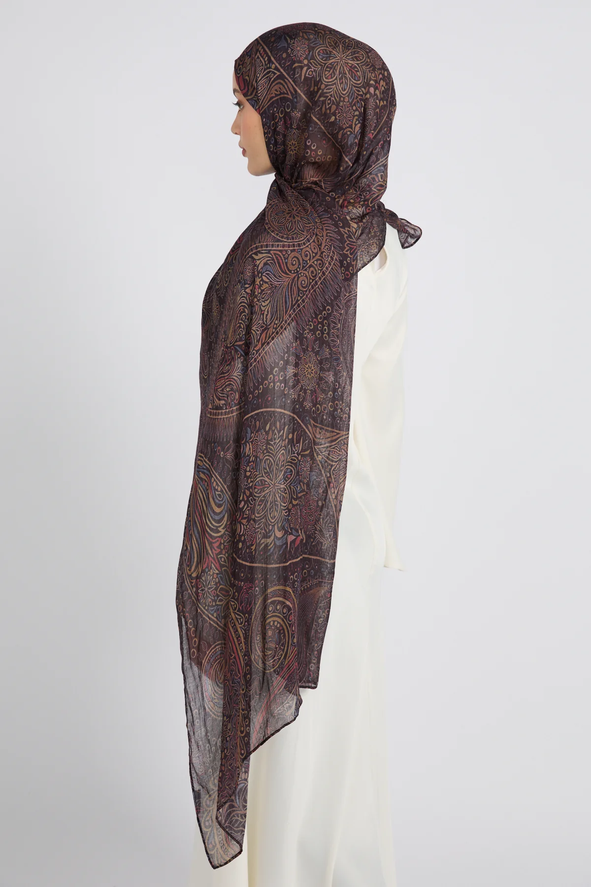 Premium Modal Printed Hijab - Royal Paisley - Image 5