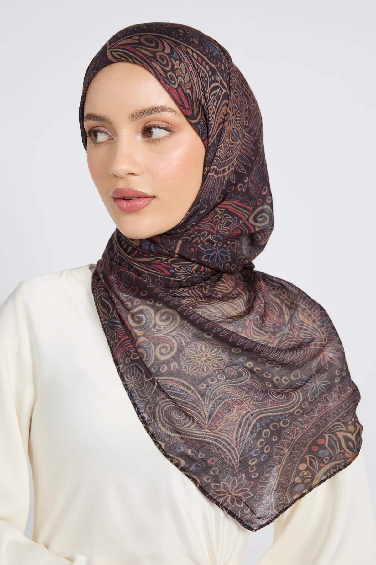 Premium Modal Printed Hijab - Royal Paisley - Image 6