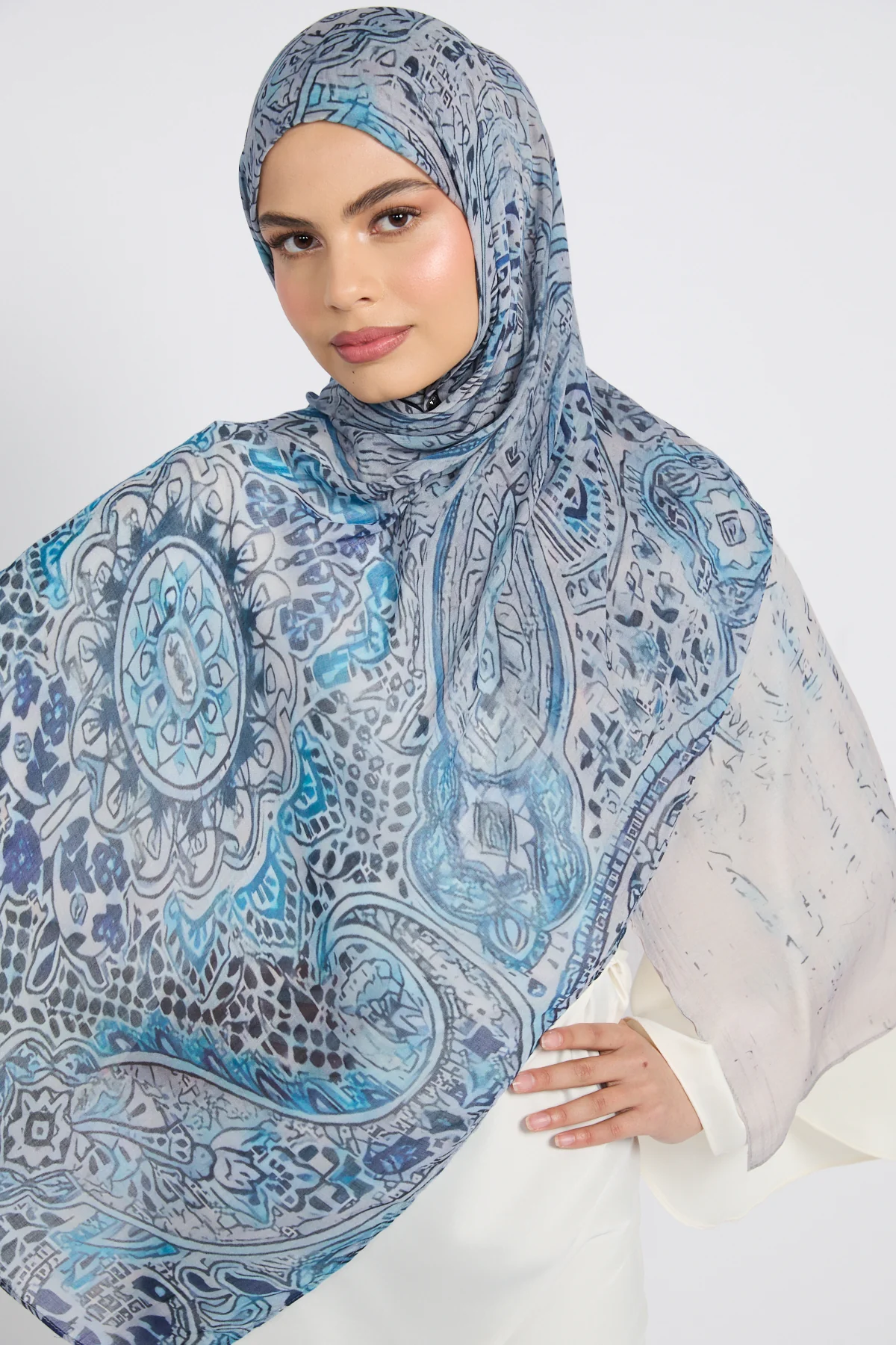Premium Modal Printed Hijab - Sapphire Mosaic