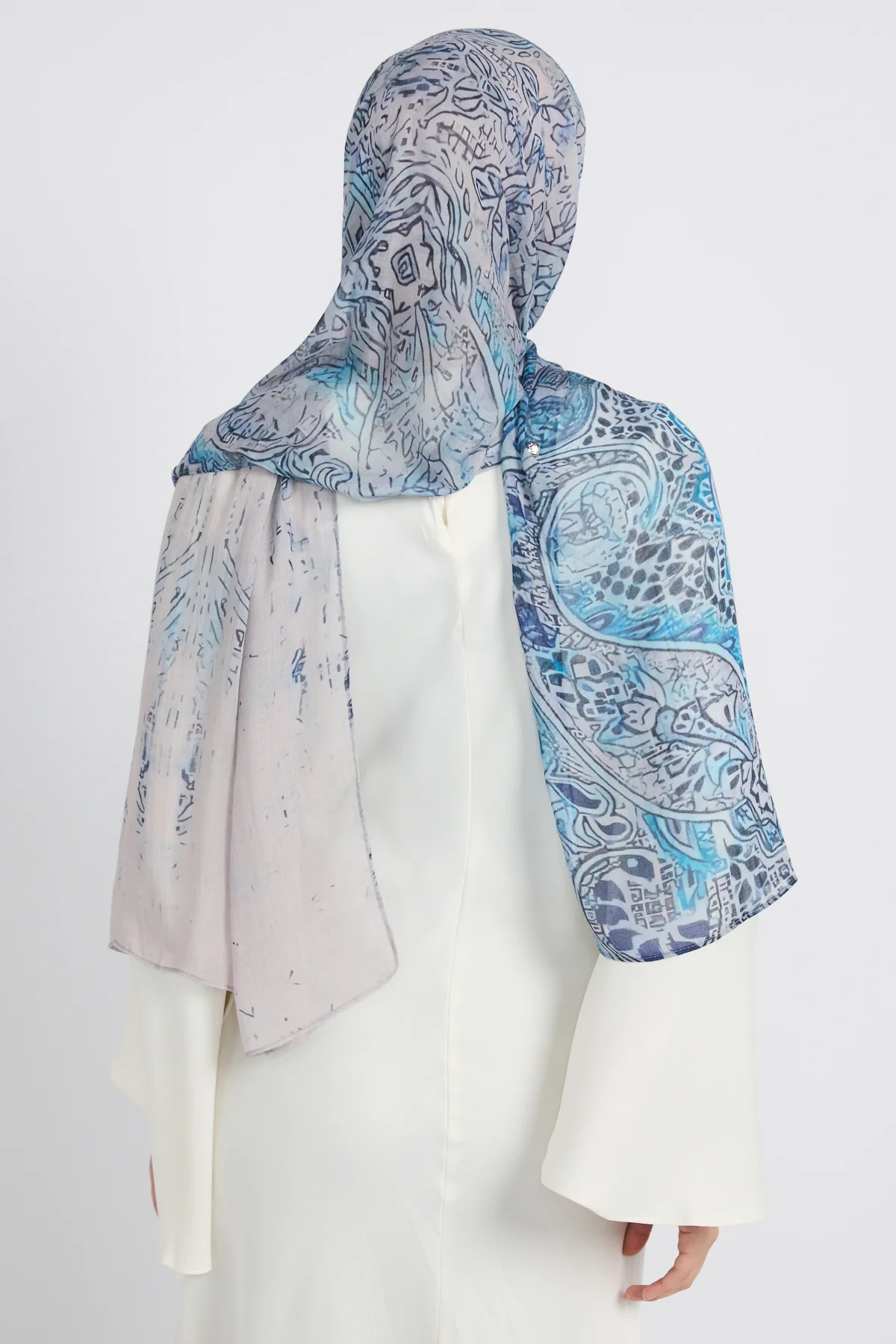 Premium Modal Printed Hijab - Sapphire Mosaic - Image 5