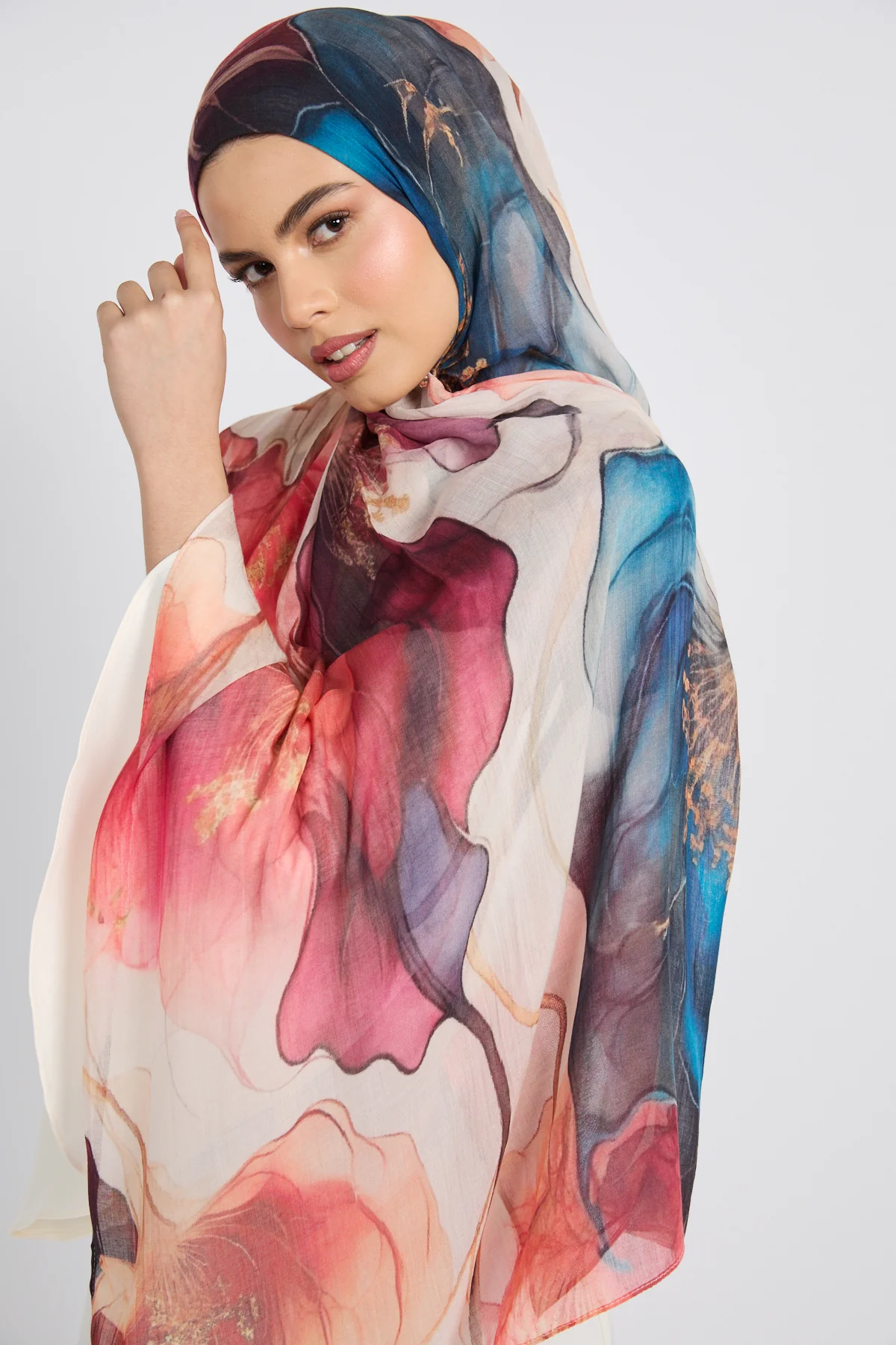 Premium Modal Printed Hijab - Scarlet Garden - Image 5