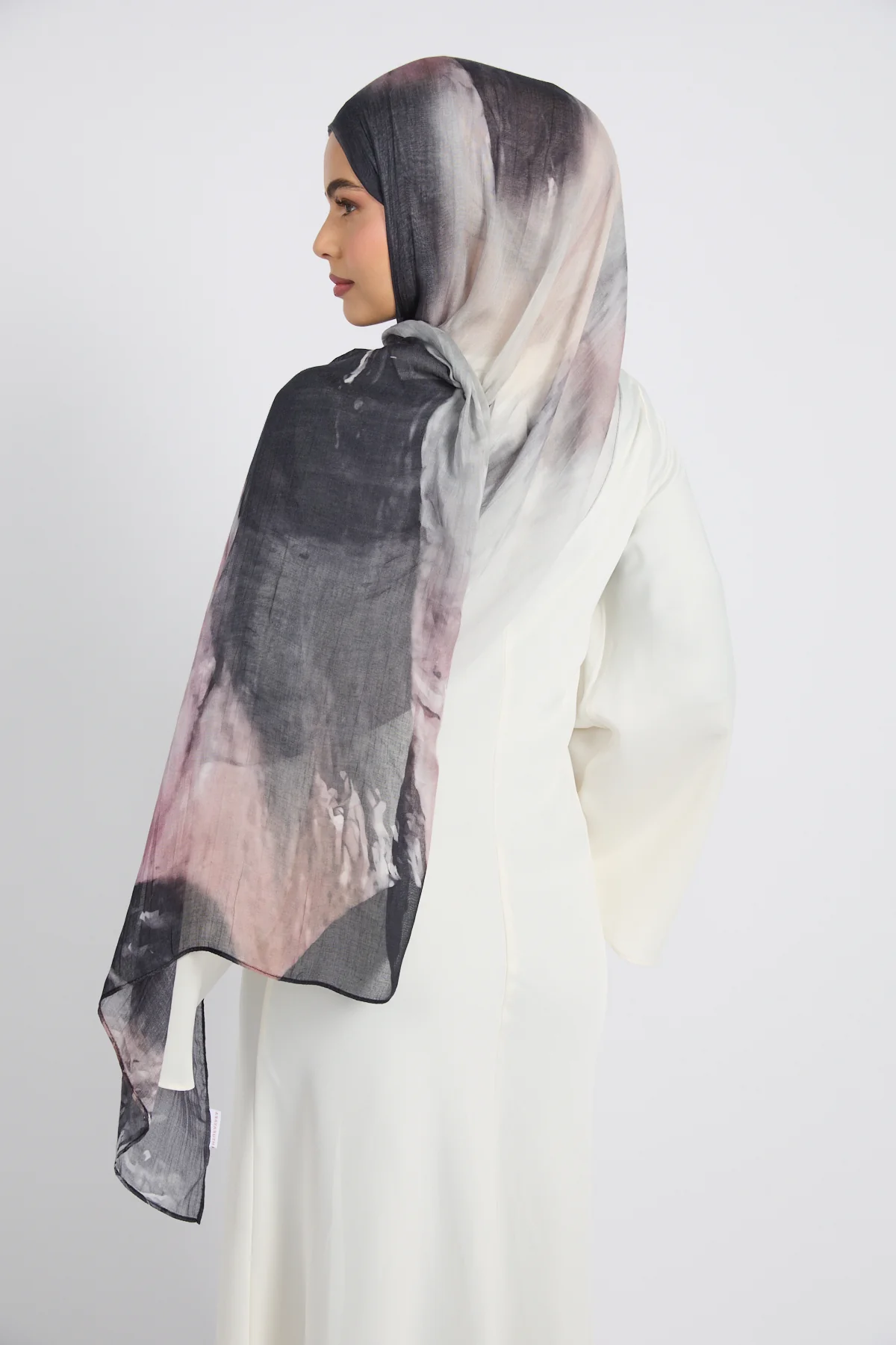 Premium Modal Printed Hijab - Twilight Ink - Image 2