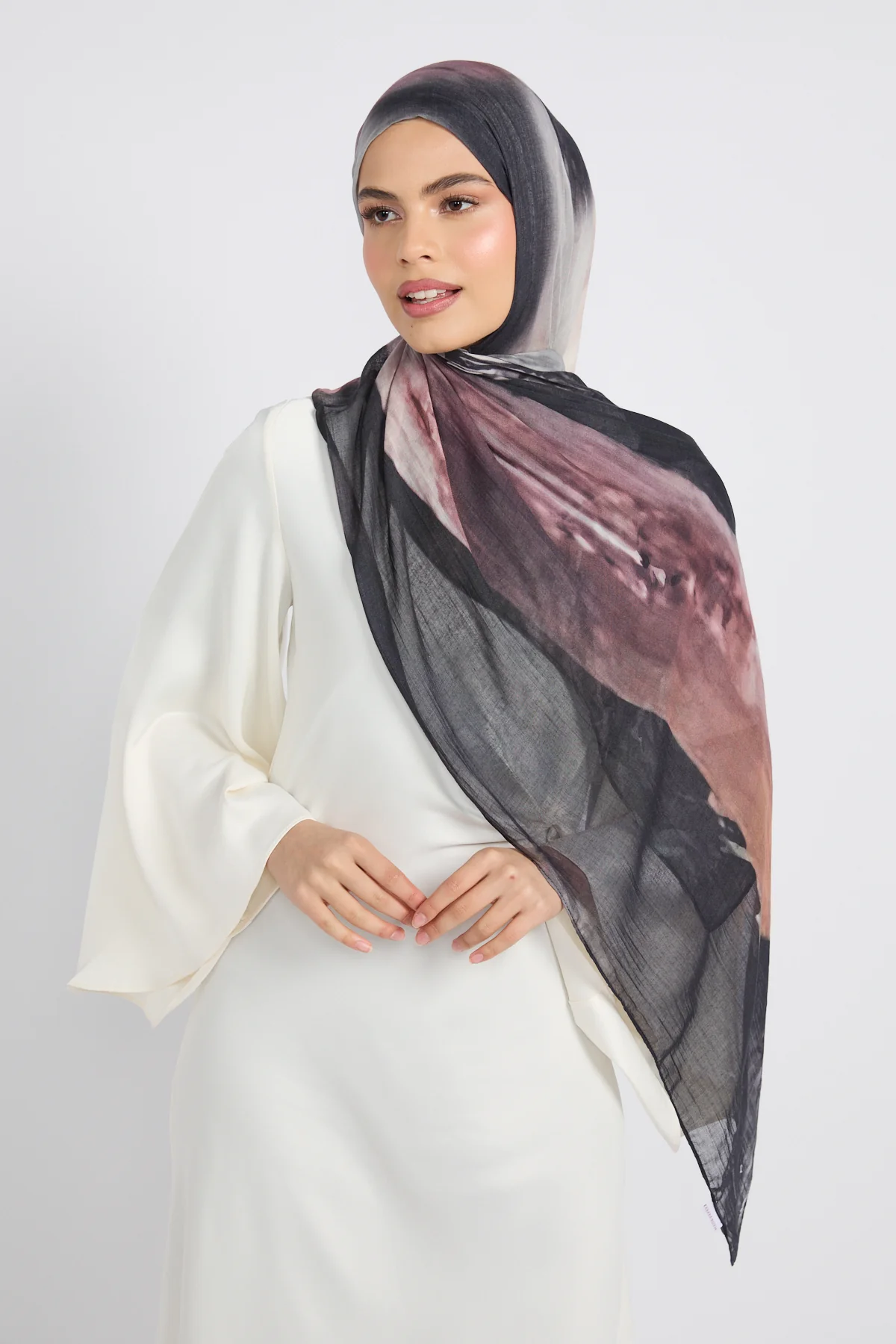 Premium Modal Printed Hijab - Twilight Ink - Image 3