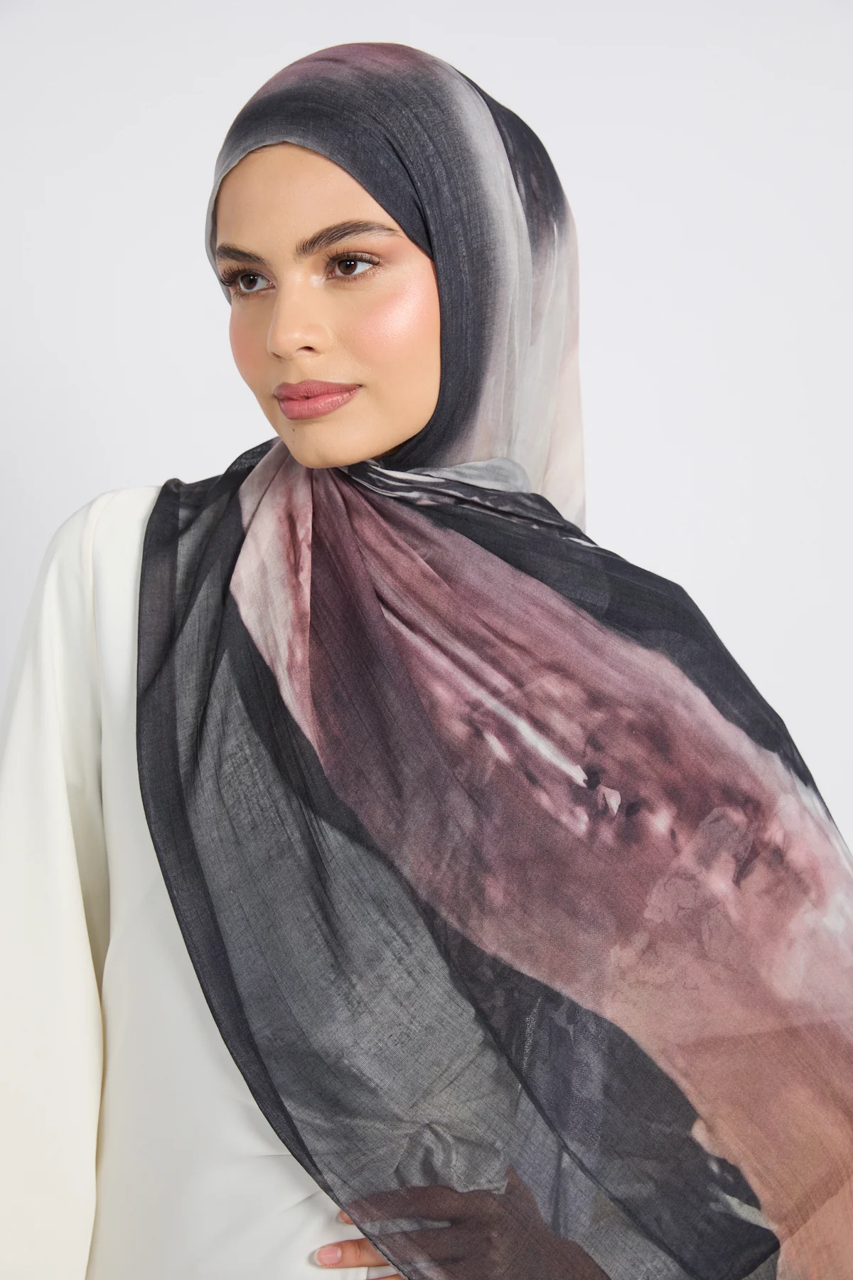 Premium Modal Printed Hijab - Twilight Ink - Image 4