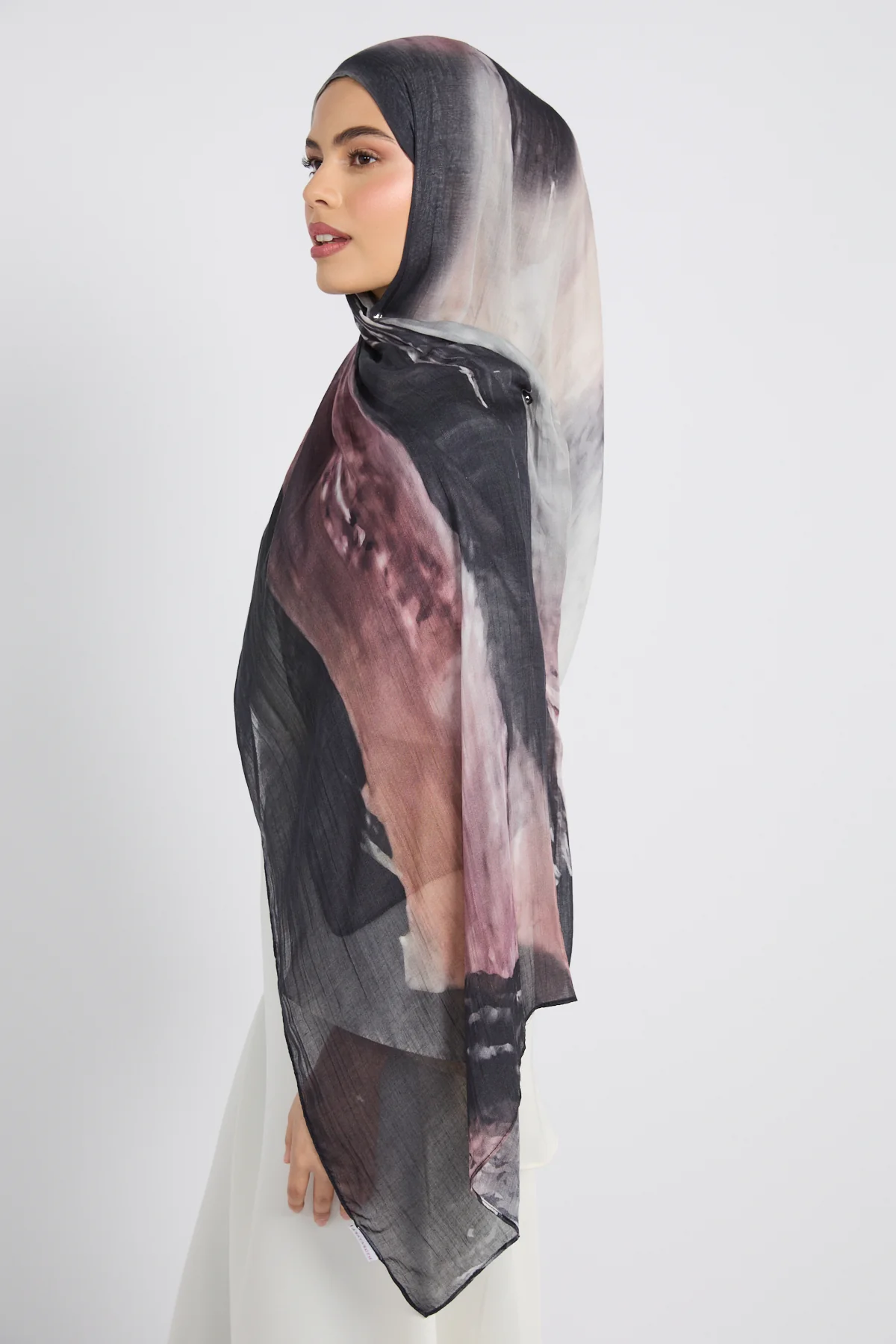 Premium Modal Printed Hijab - Twilight Ink - Image 5
