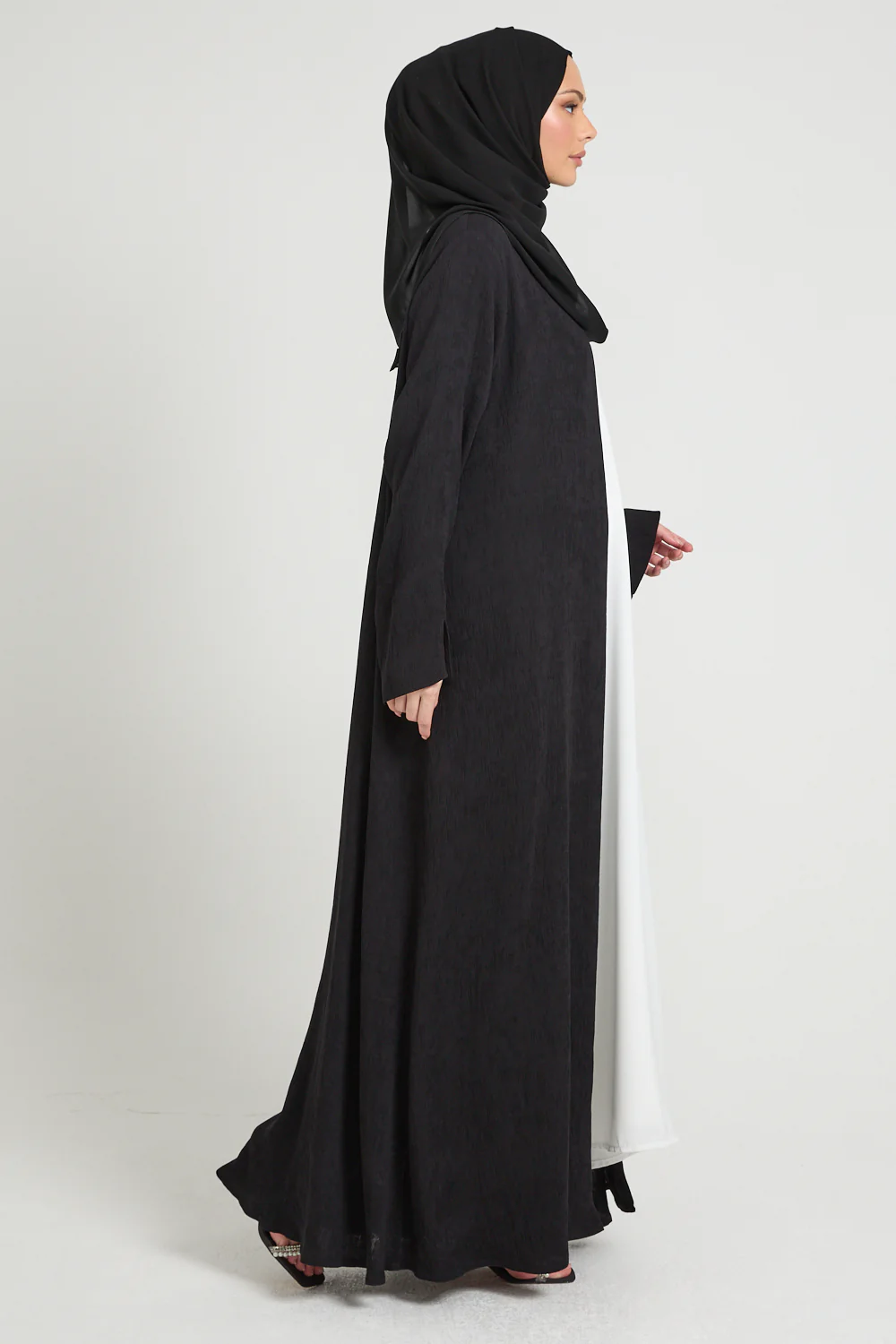 Premium Modern Muse Open Abaya - Black - Image 5