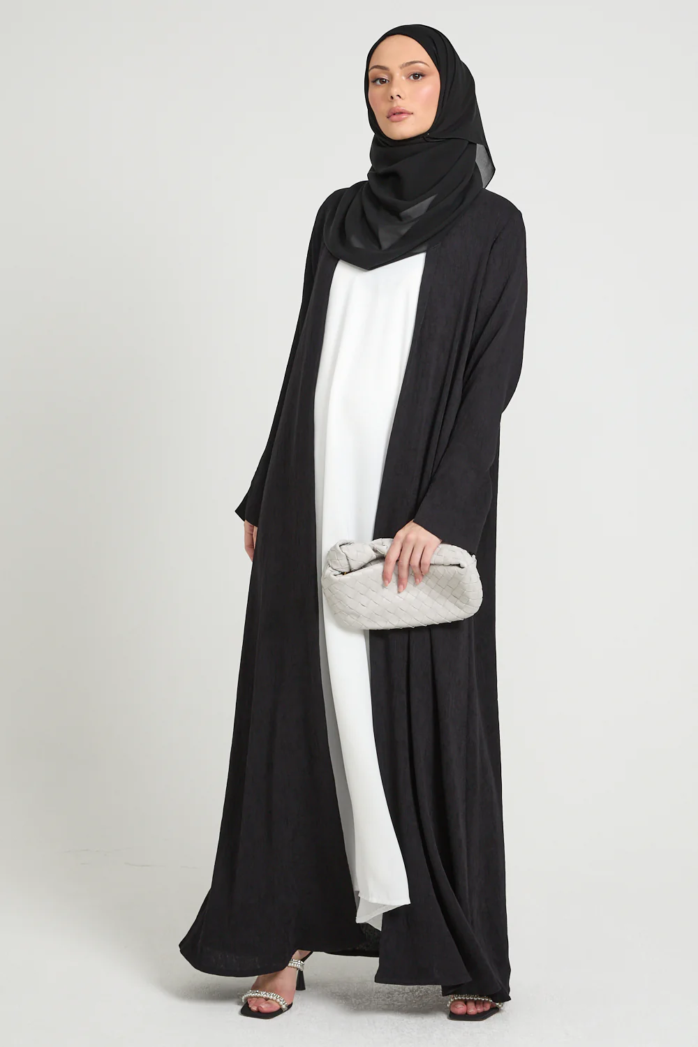 Premium Modern Muse Open Abaya - Black - Image 6
