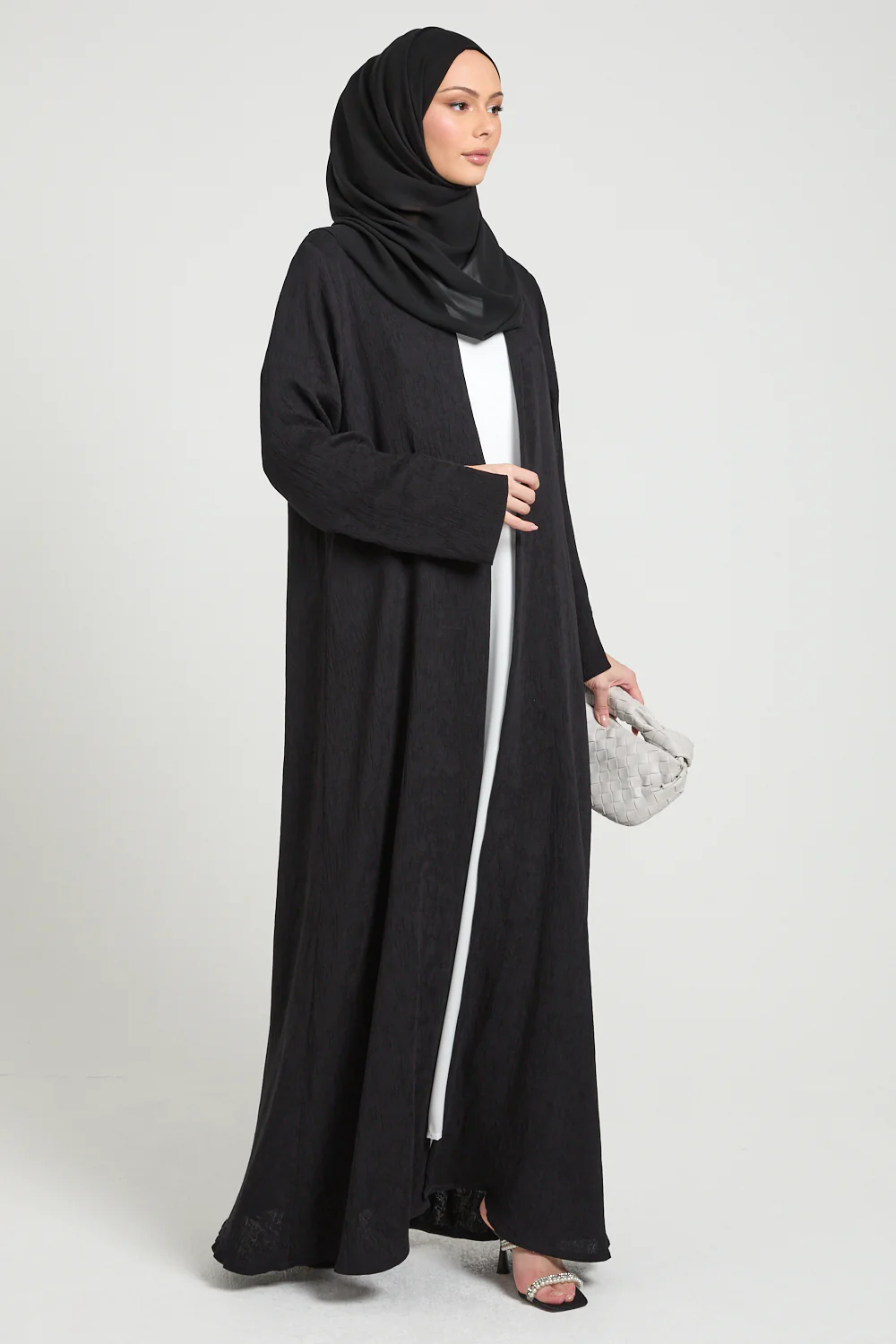 Premium Modern Muse Open Abaya - Black - Image 8
