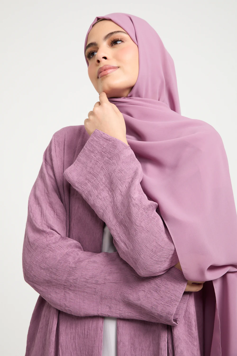 Premium Modern Muse Open Abaya - Dusty Orchid - Image 2