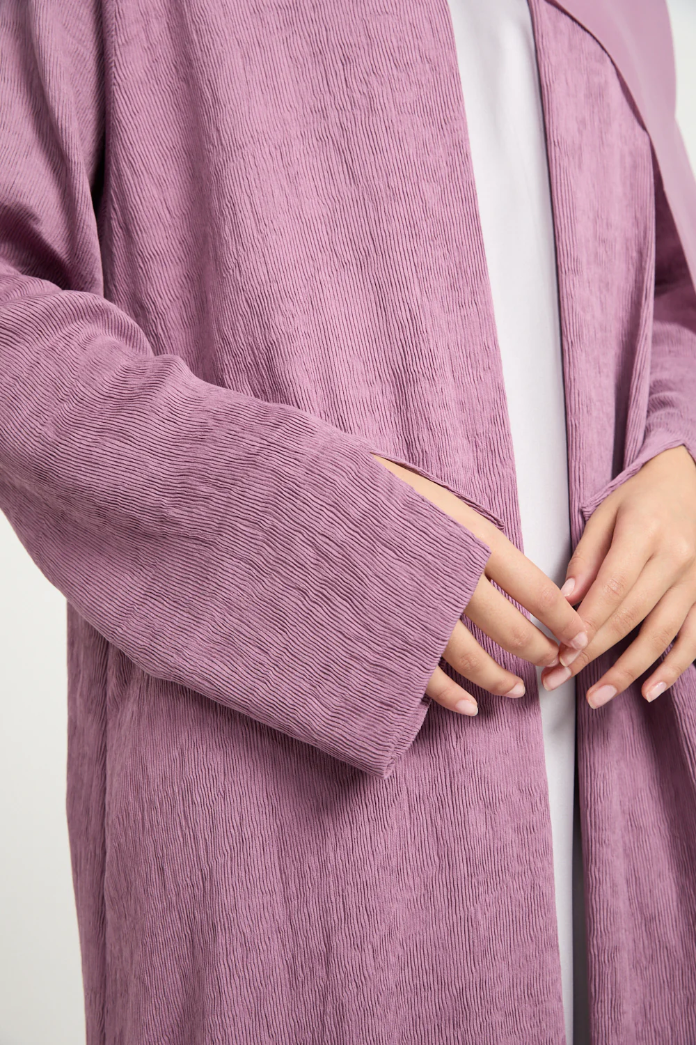 Premium Modern Muse Open Abaya - Dusty Orchid - Image 4