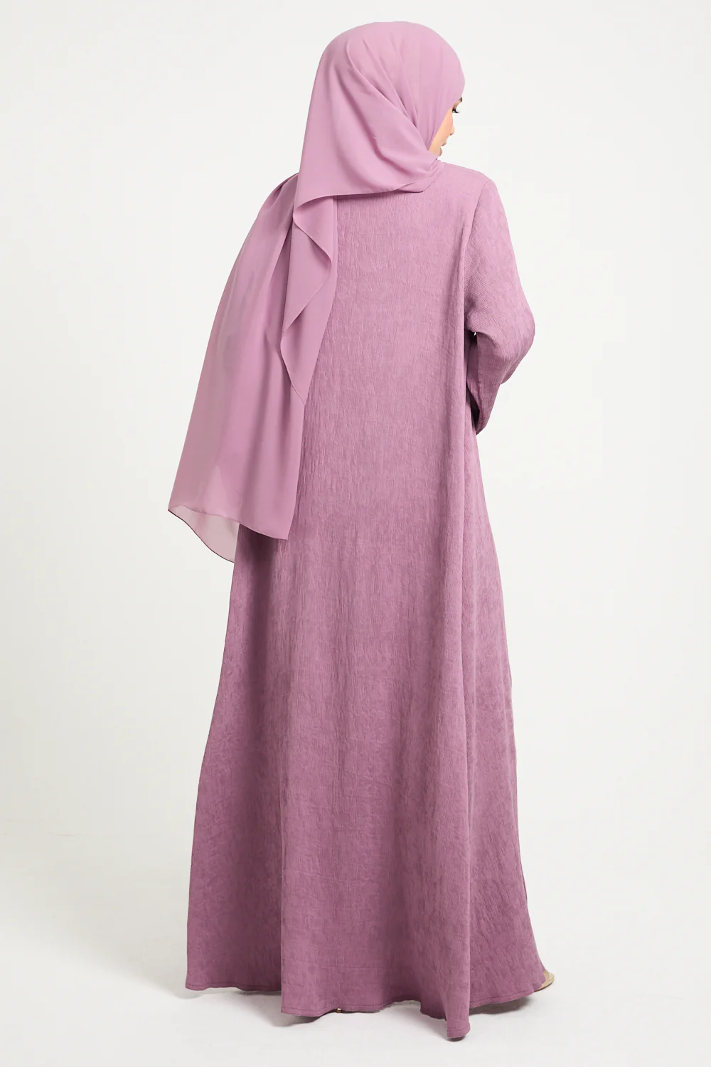 Premium Modern Muse Open Abaya - Dusty Orchid - Image 5