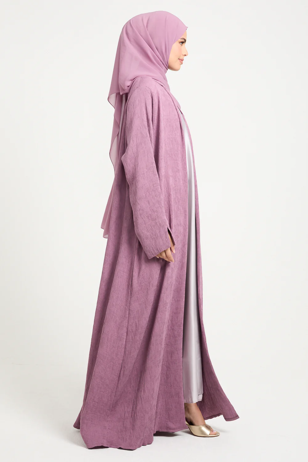 Premium Modern Muse Open Abaya - Dusty Orchid - Image 7