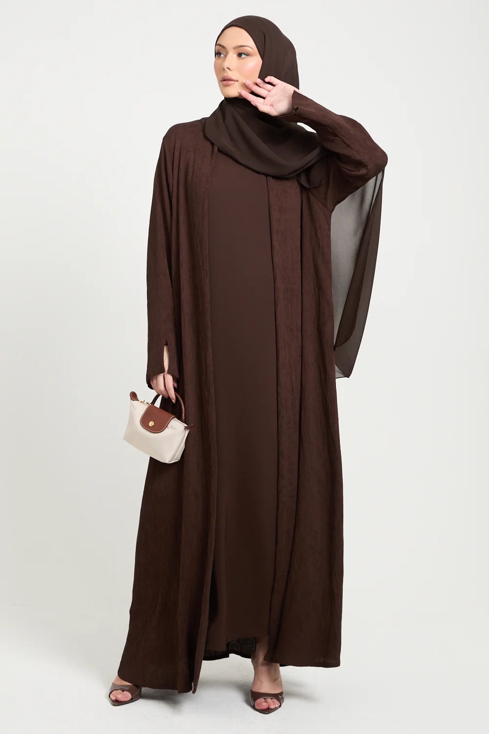 Premium Modern Muse Open Abaya - Espresso Dusk - Image 8