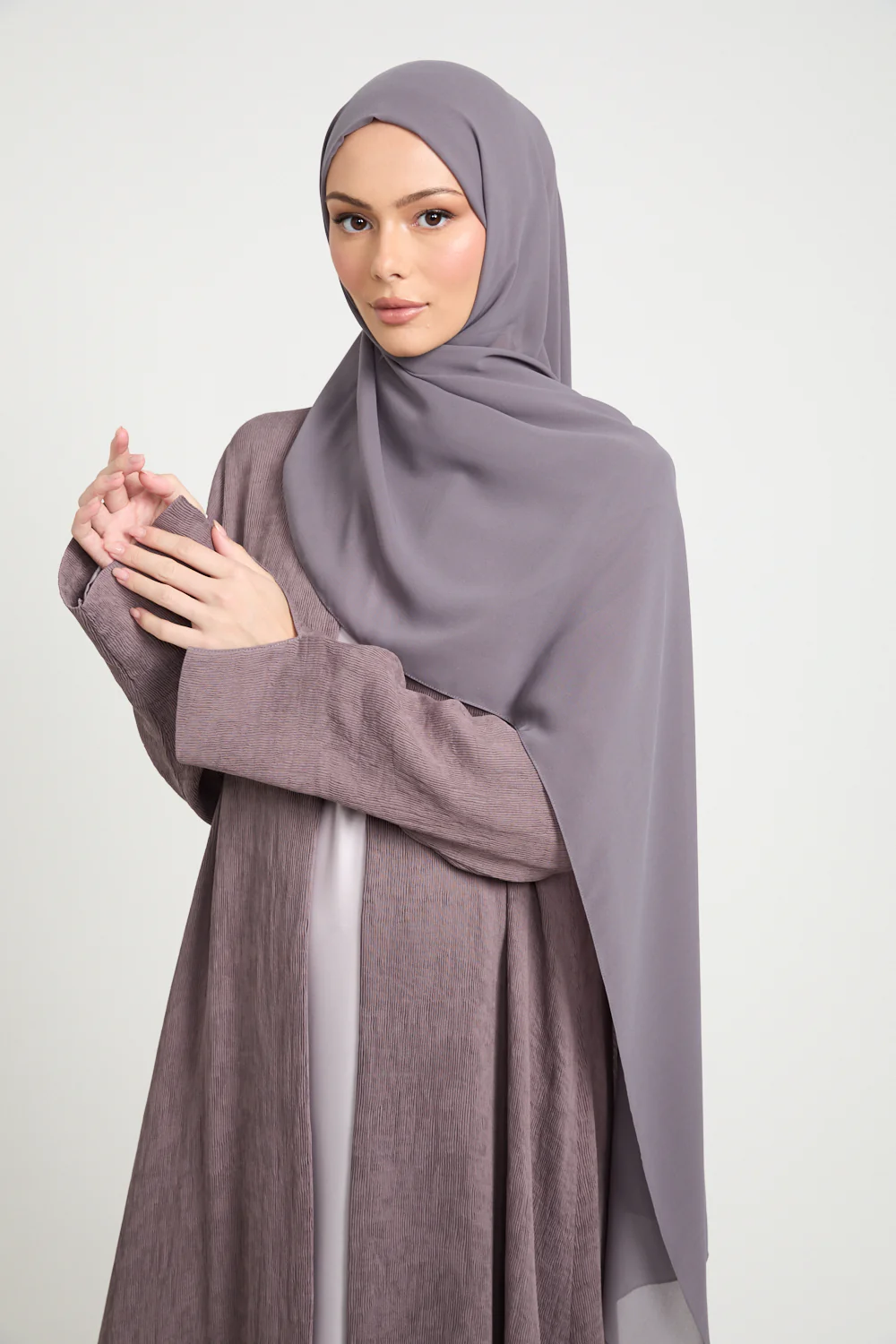 Premium Modern Muse Open Abaya - Mocha Rose - Image 2