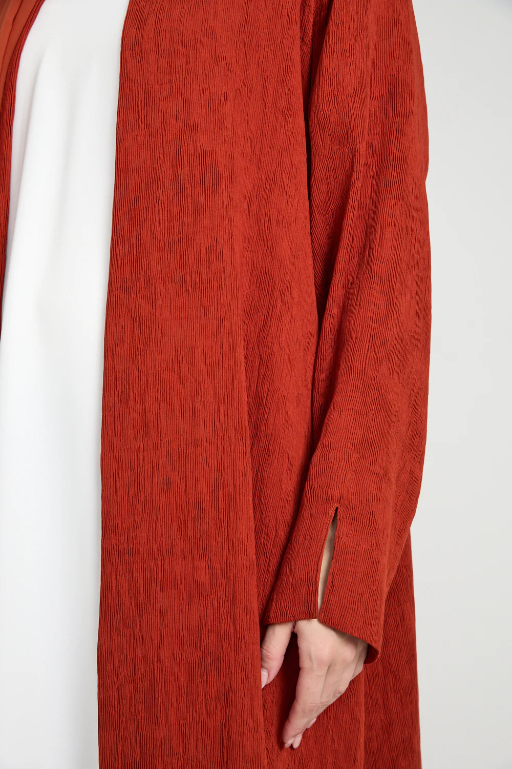 Premium Modern Muse Open Abaya - Terracotta - Image 4