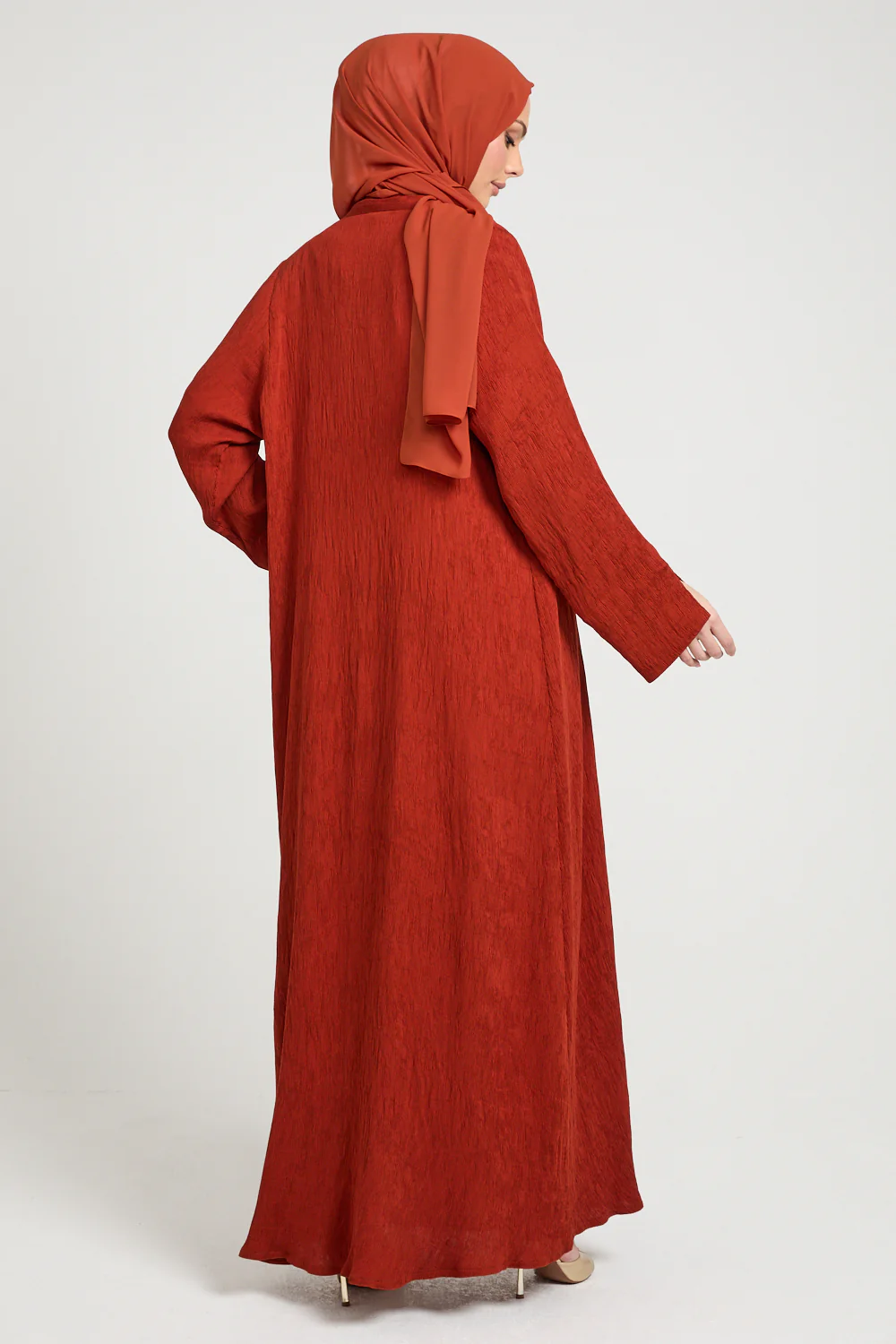 Premium Modern Muse Open Abaya - Terracotta - Image 8