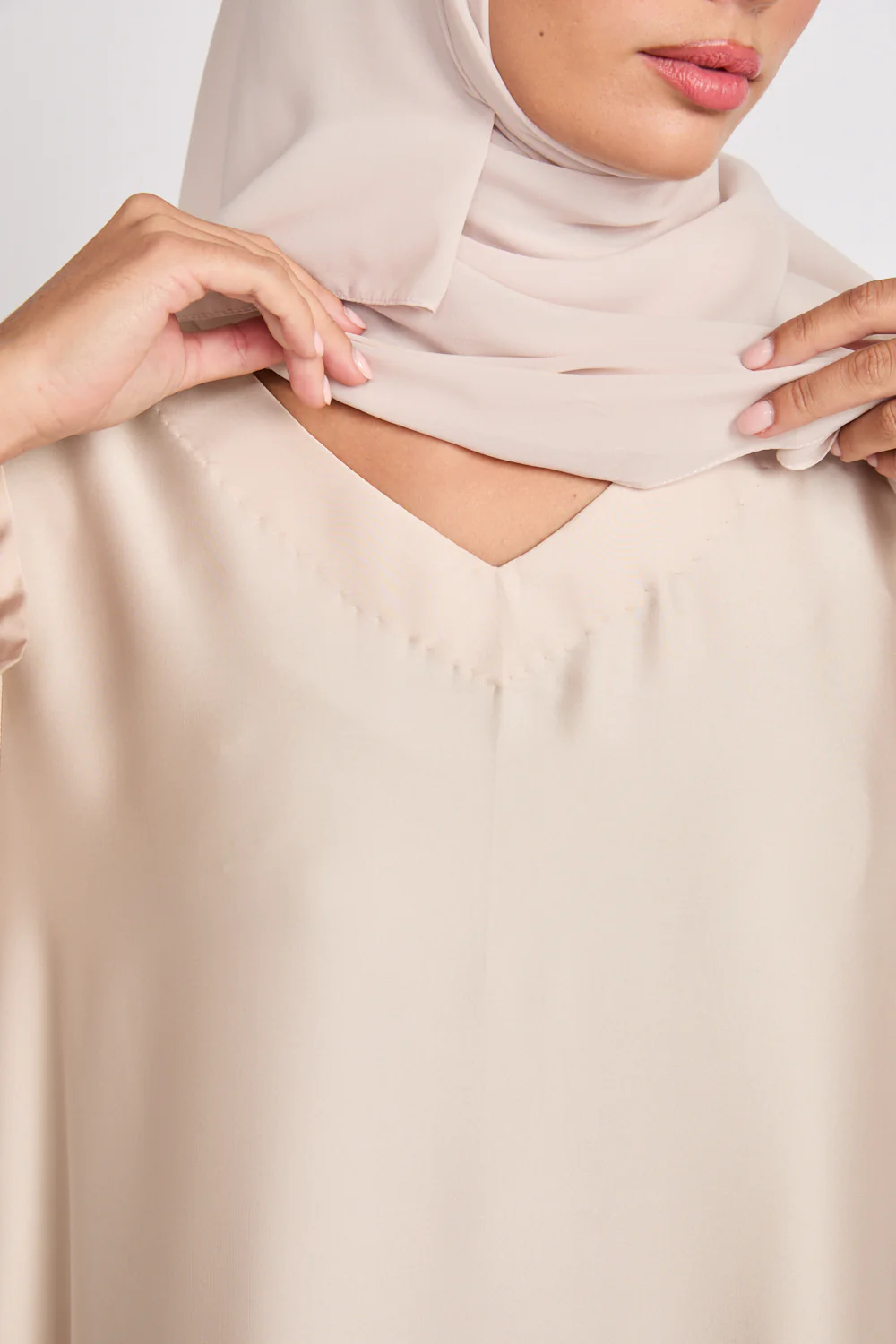 Premium Moonlit Pearl Satin Inner Slip Dress - LONG SLEEVE - Image 2