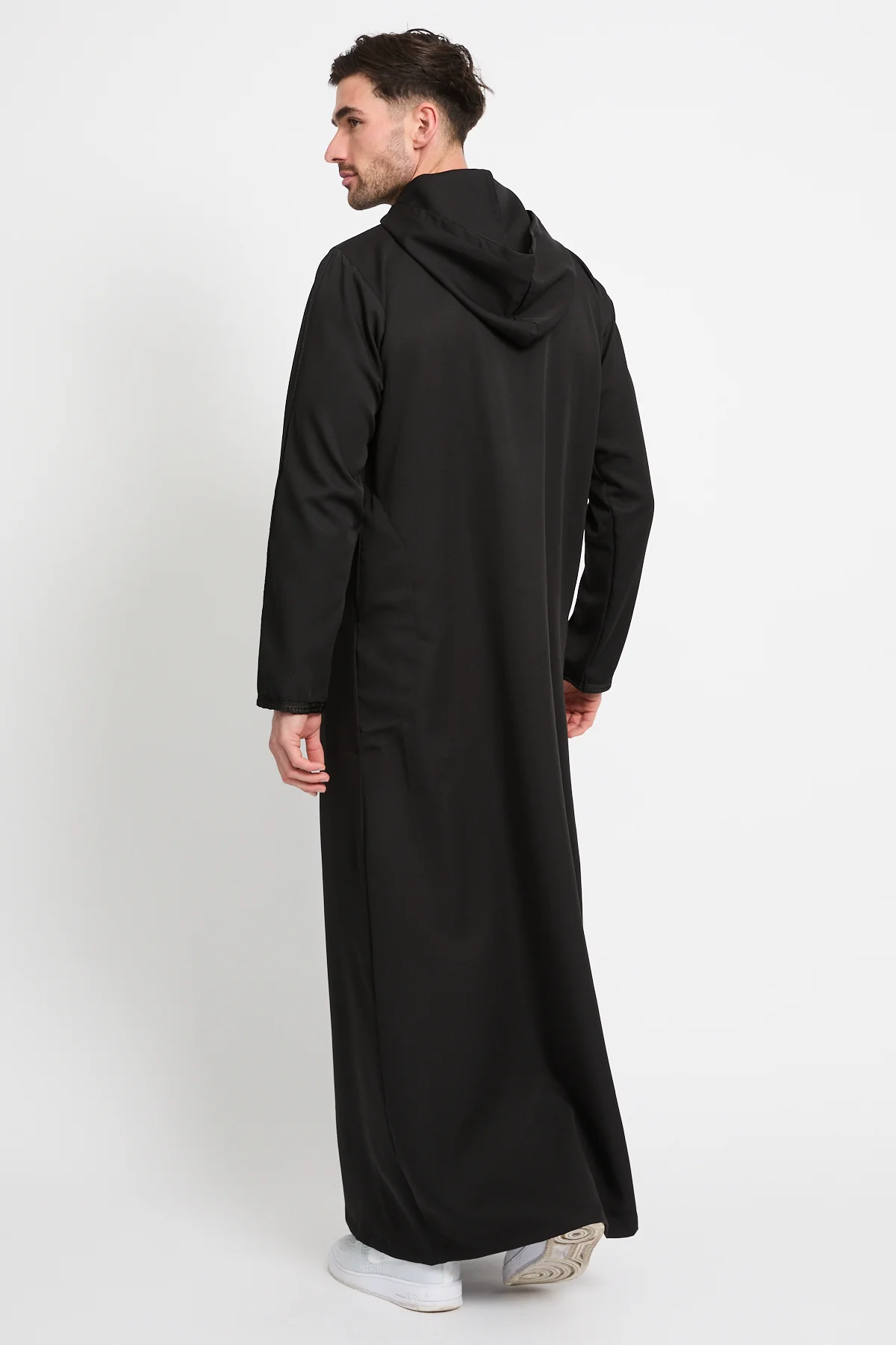 Premium Moroccan Thobe With Hood - Black - Image 10