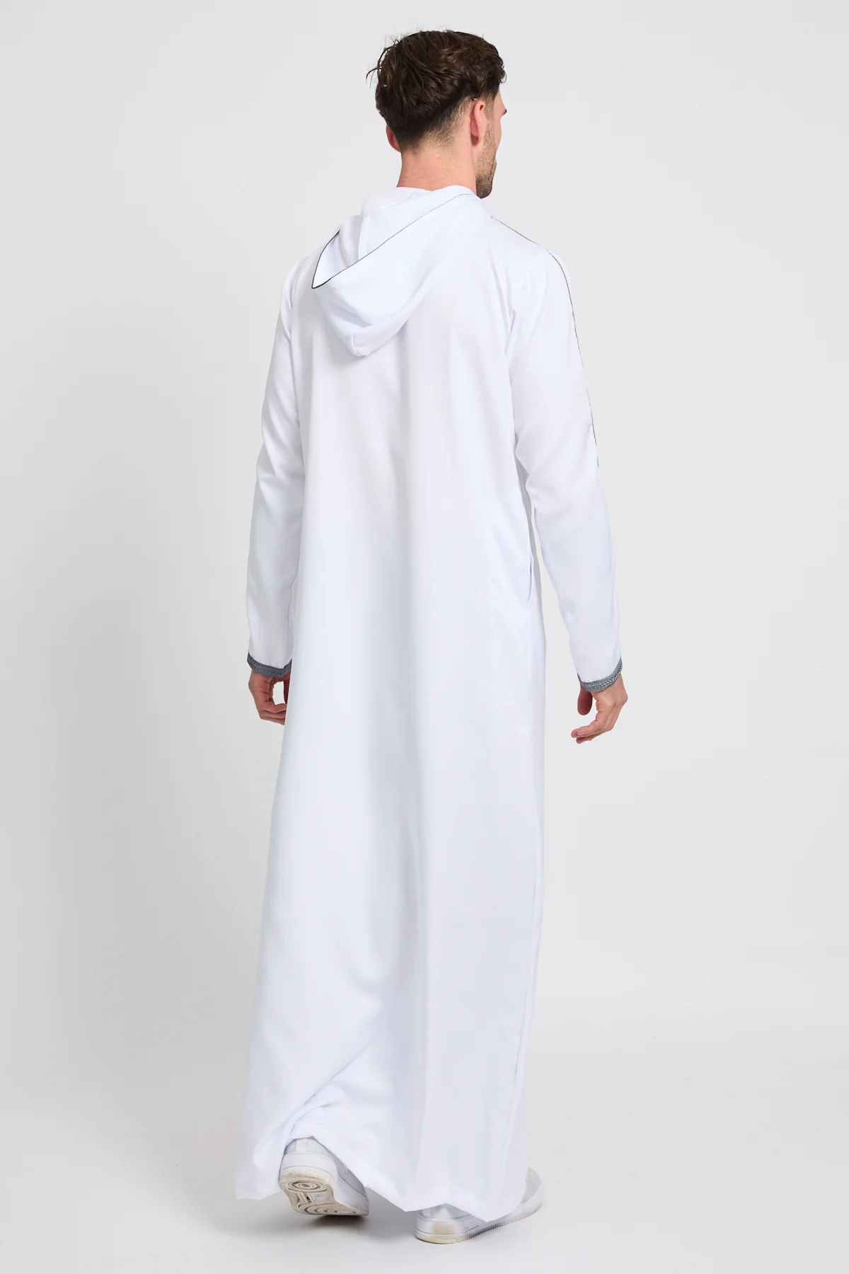 Premium Moroccan Thobe With Hood - White - Image 8