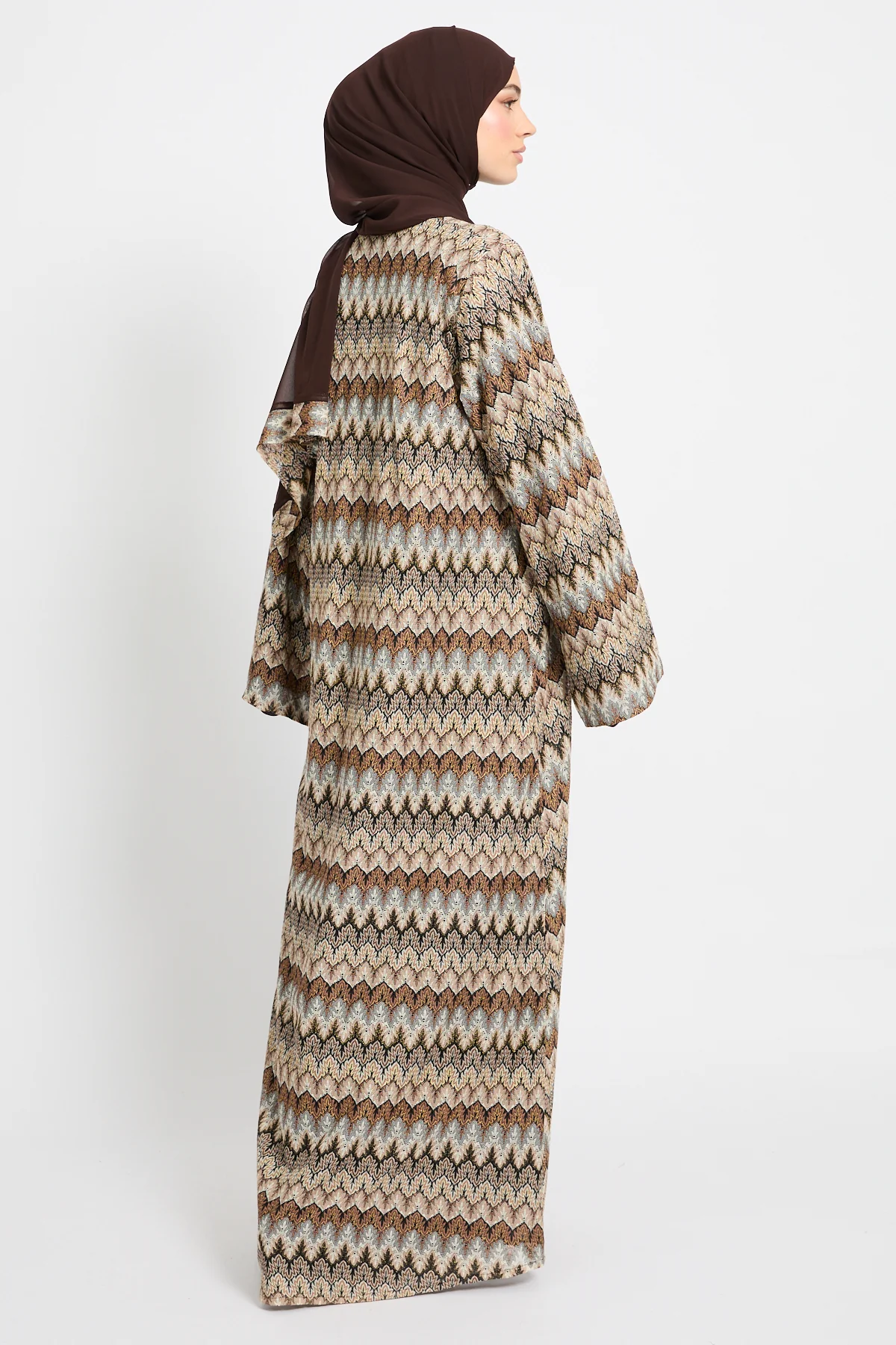 Premium Mosaic Dusk Open Abaya - Cocoa Mirage - LIMITED EDITION - Image 5