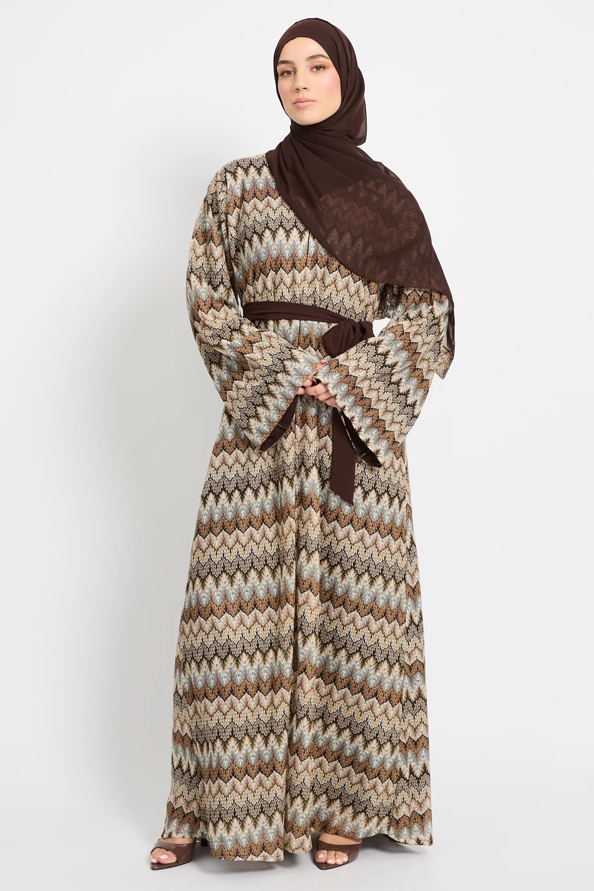 Premium Mosaic Dusk Open Abaya - Cocoa Mirage - LIMITED EDITION - Image 8