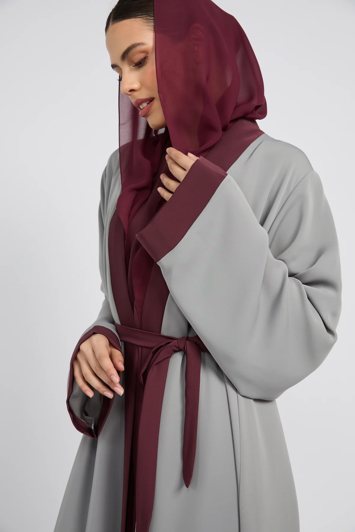 Premium Mulberry Dune Four Piece Abaya Set - Image 2