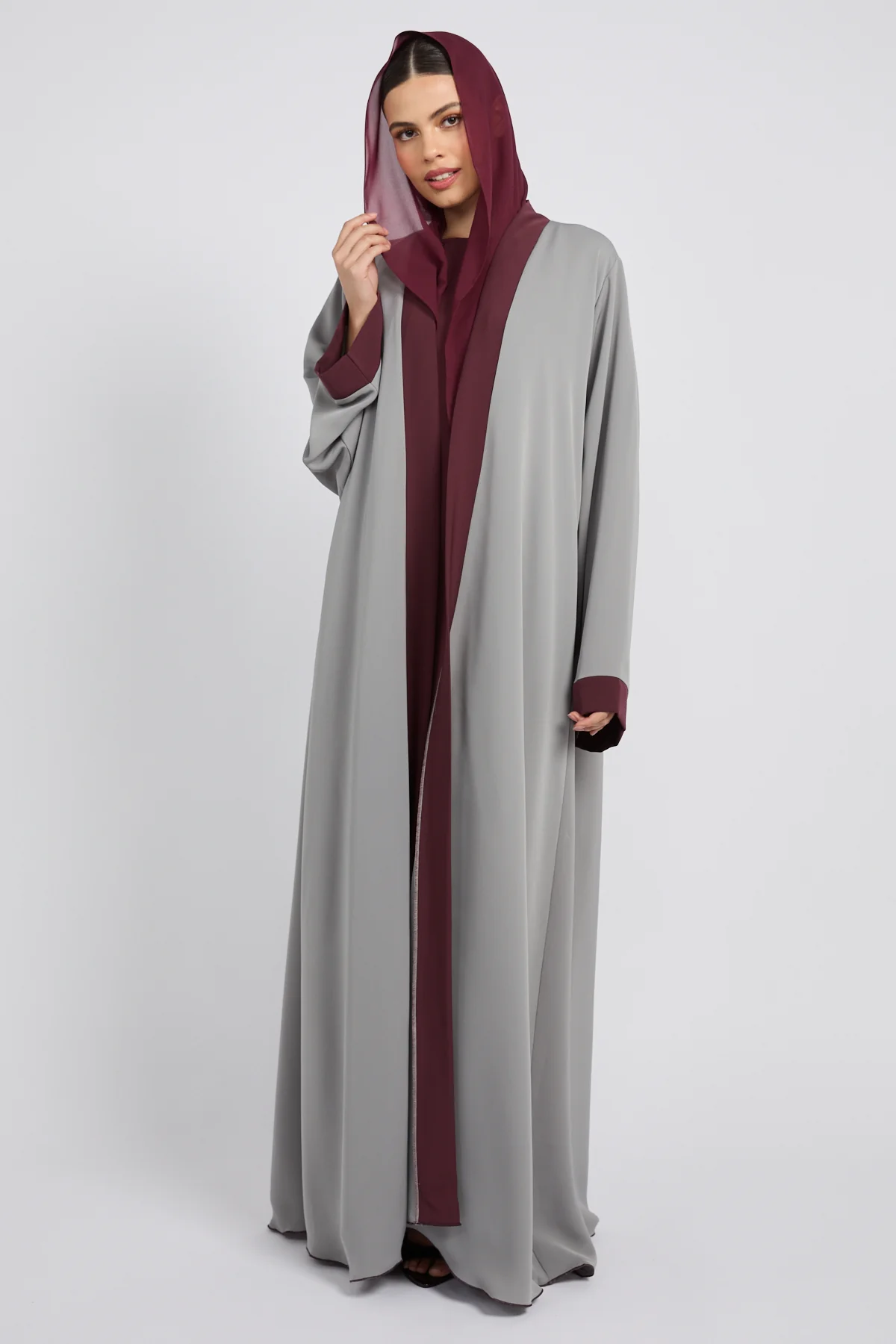 Premium Mulberry Dune Four Piece Abaya Set - Image 4