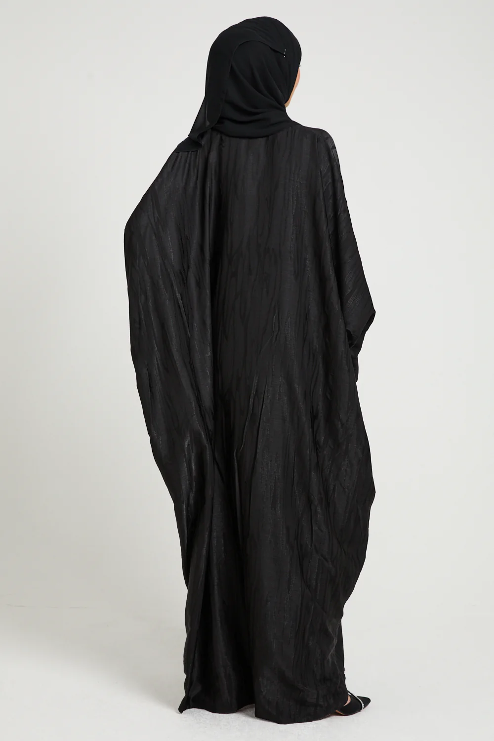 Premium Nightfall Mirage Textured Closed  Farasha - Black - Image 8