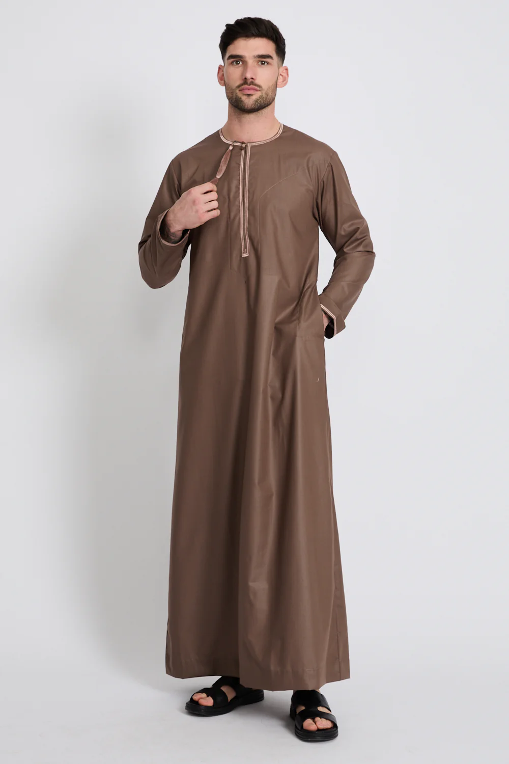 Premium Omani Thobe - Dusty Mocha - Image 3