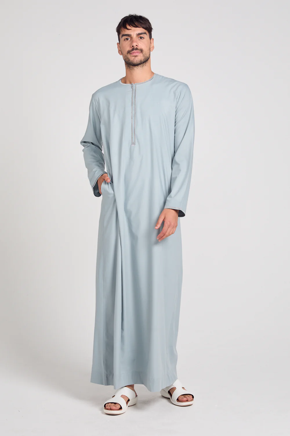 Premium Omani Thobe - Pearl Blue - Image 4