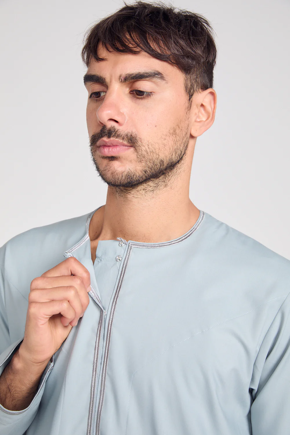 Premium Omani Thobe - Pearl Blue - Image 8
