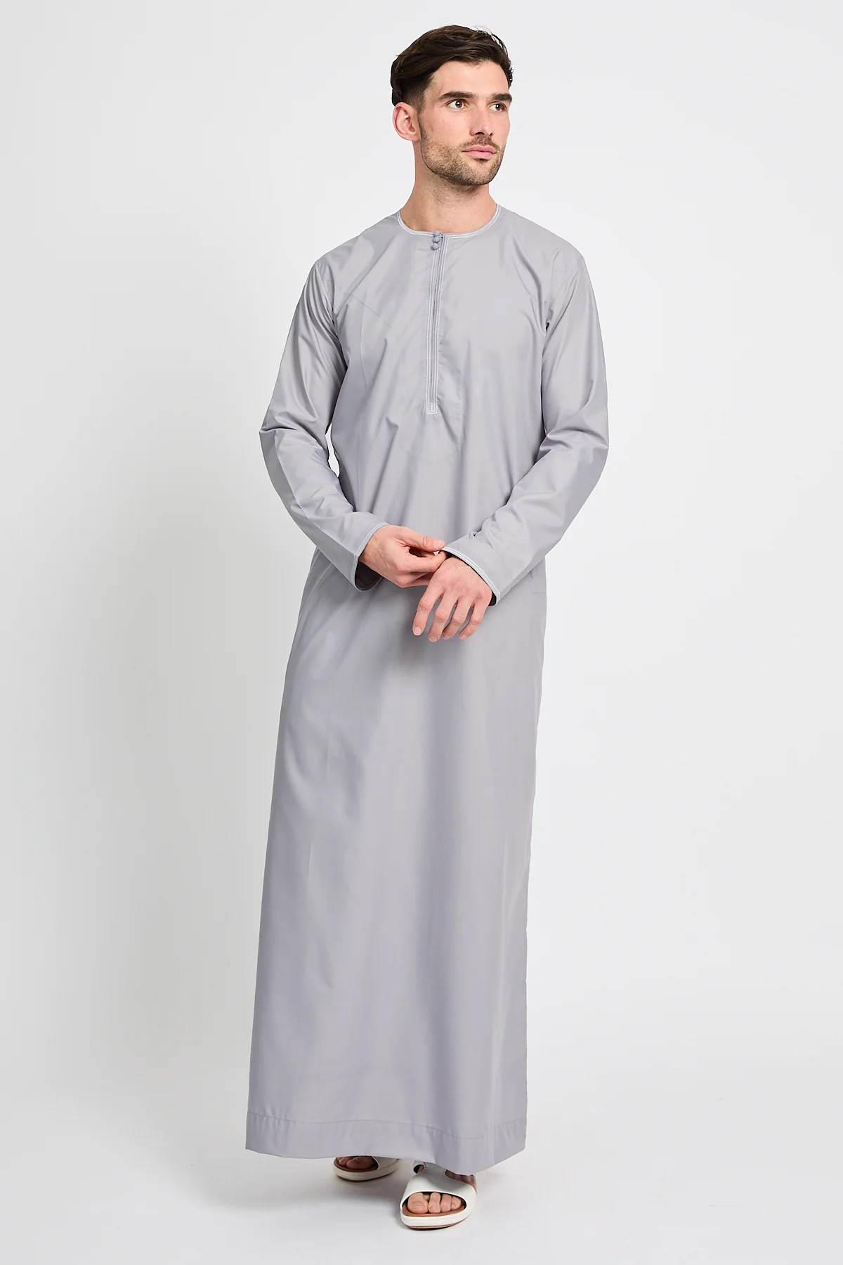 Premium Omani Thobe – Pearl Grey - Image 10