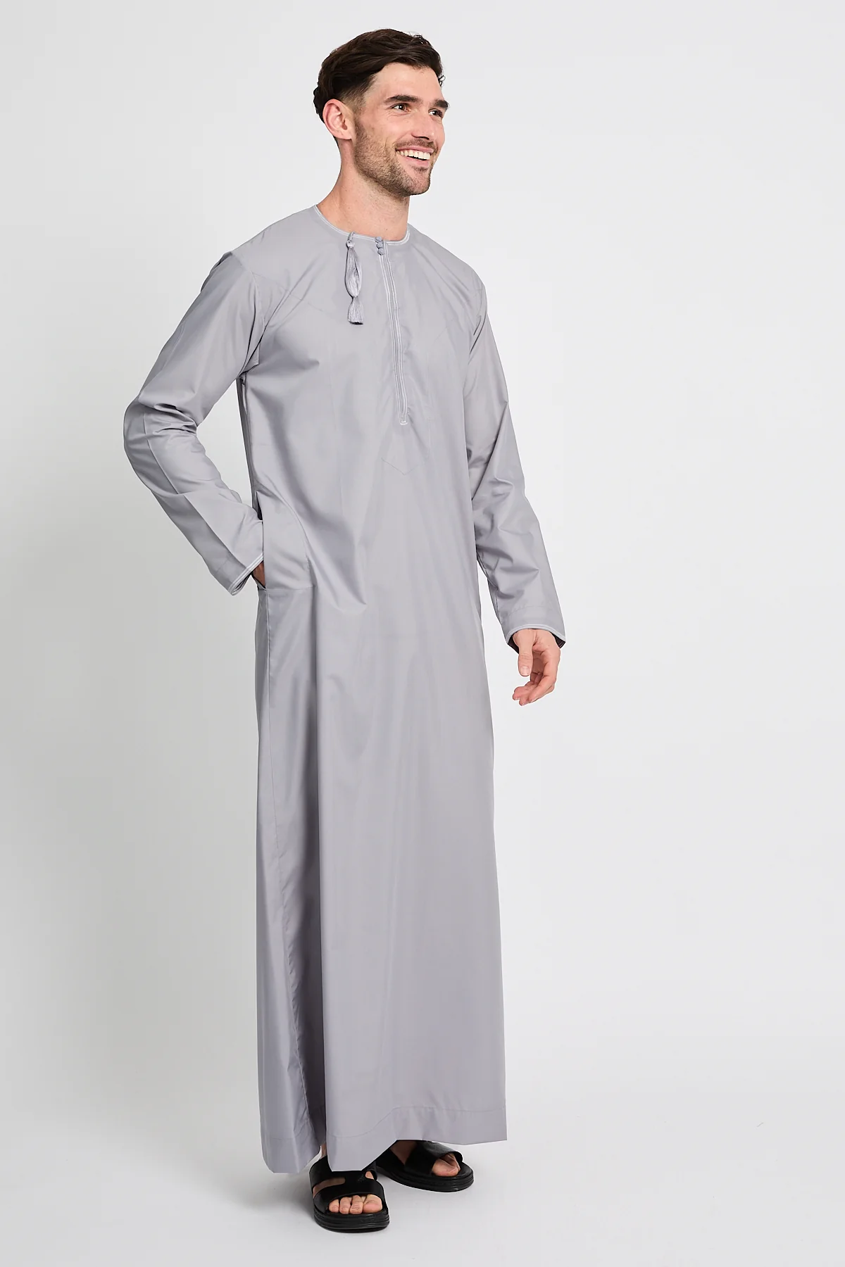 Premium Omani Thobe – Pearl Grey - Image 3