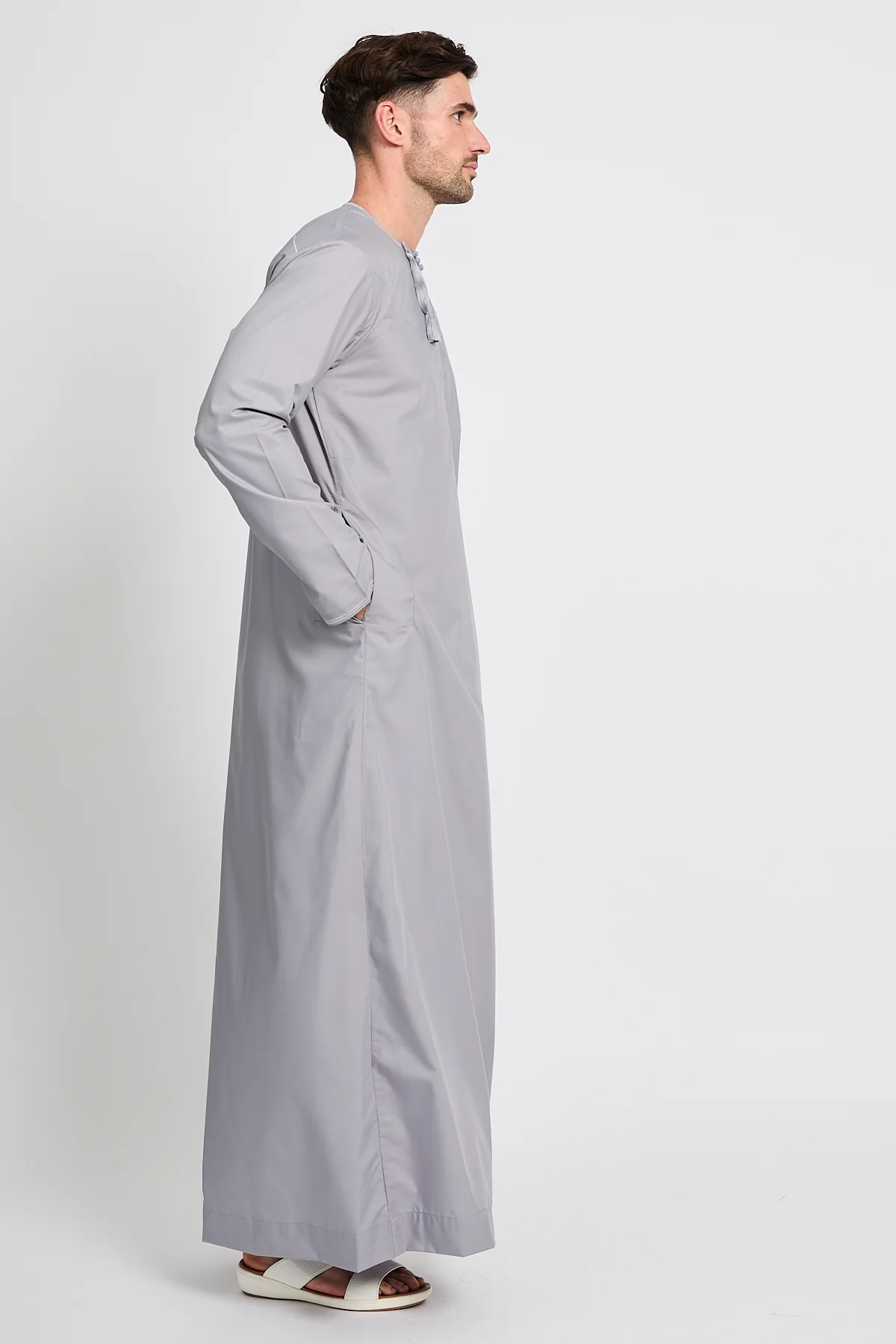 Premium Omani Thobe – Pearl Grey - Image 6
