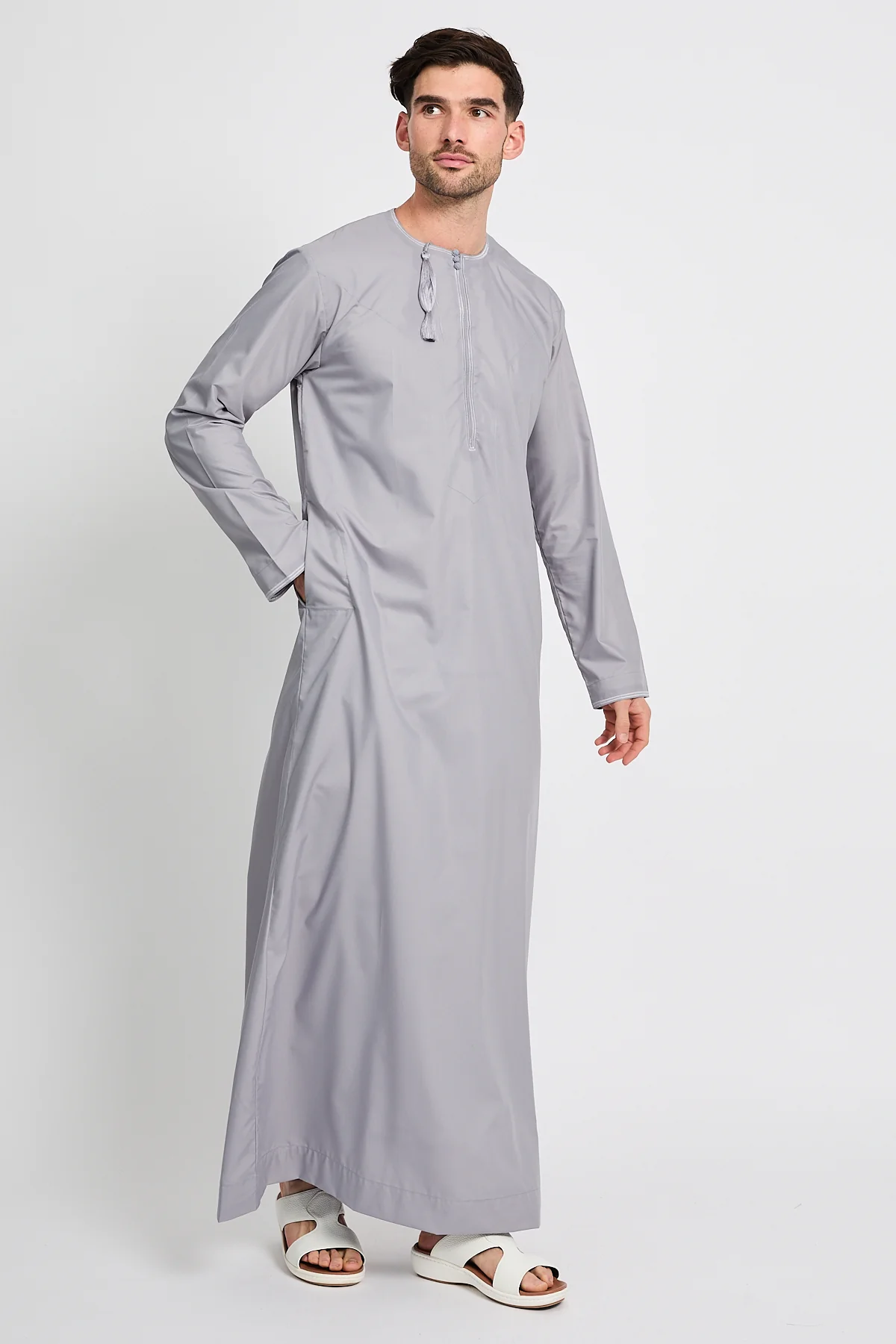 Premium Omani Thobe – Pearl Grey - Image 7
