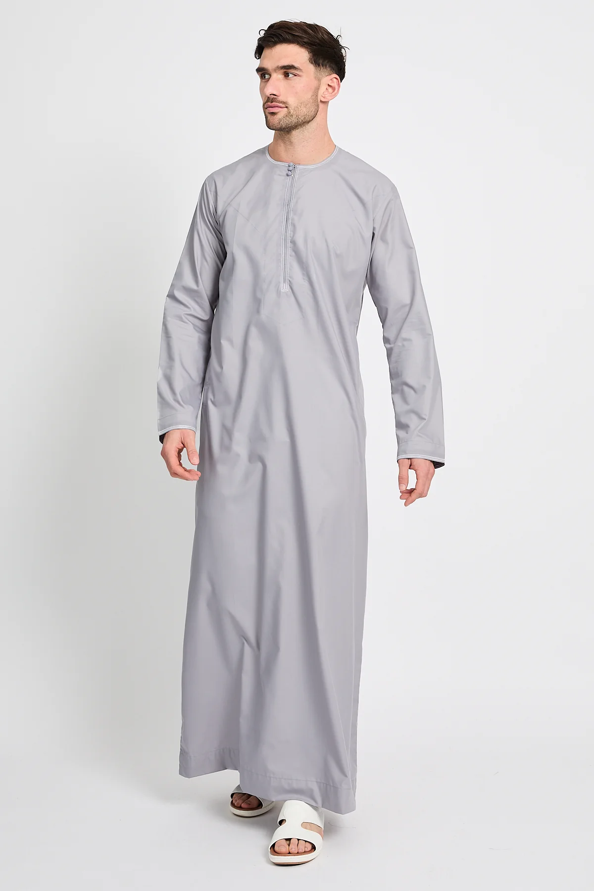 Premium Omani Thobe – Pearl Grey - Image 9