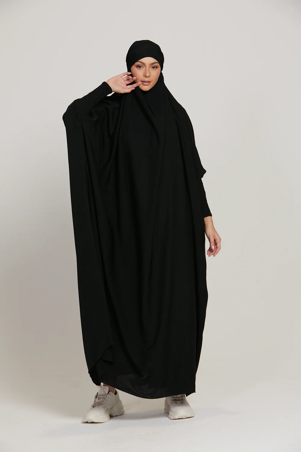 Premium One Piece Full Length Jilbab/ Prayer Abaya - Black - Image 3